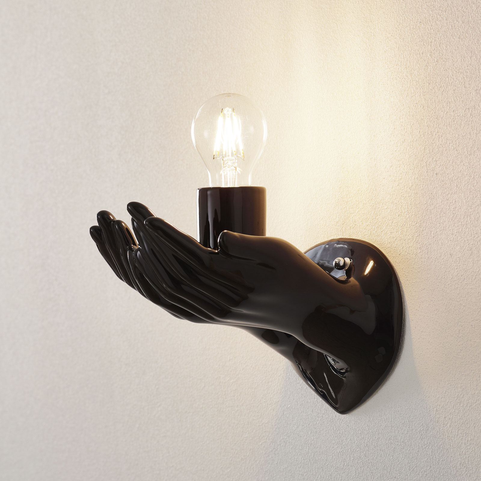Eurokeramic A182 NR ceramic wall light in black, for Living / Dining Room, ceramic, E27, 60 W, energy efficiency: A++, W: 22 cm, H: 19 cm