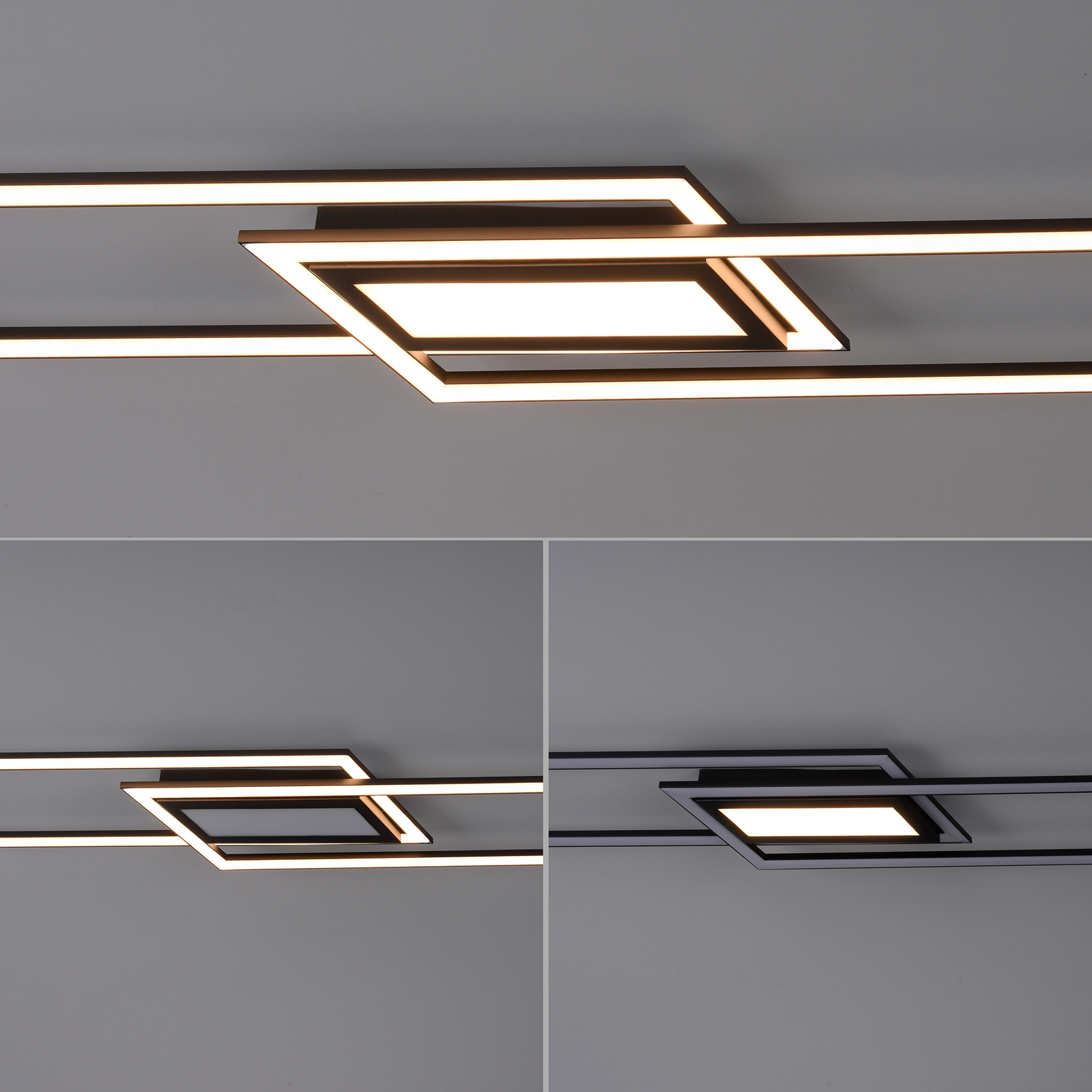 LED plafondlamp Asmin, CCT, zwart, 100x17,9cm