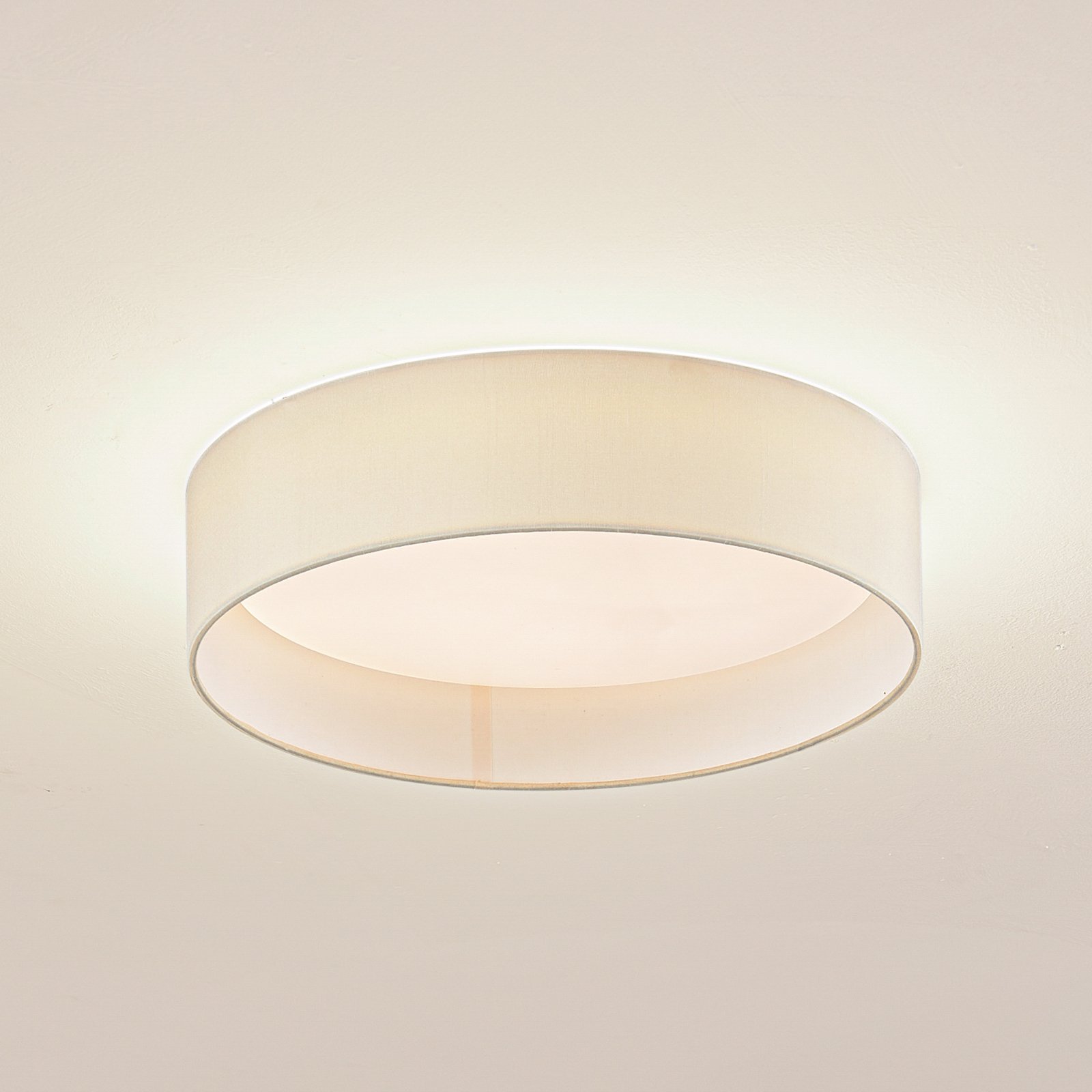 Lindby Plafonnier LED Eilif, tissu, blanc, Ø 40 cm