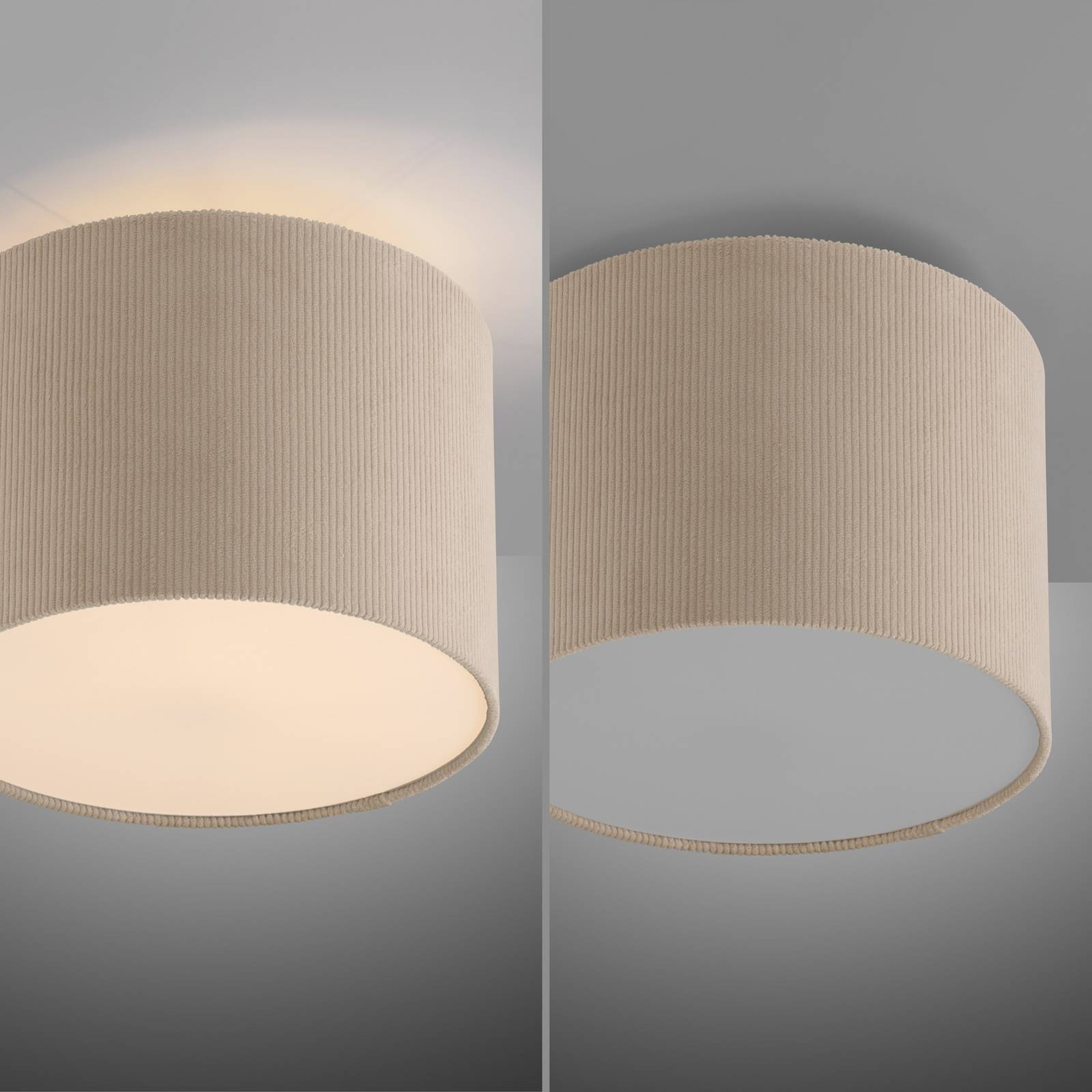 JUST LIGHT. Lampa sufitowa Duro, tkanina, beżowa