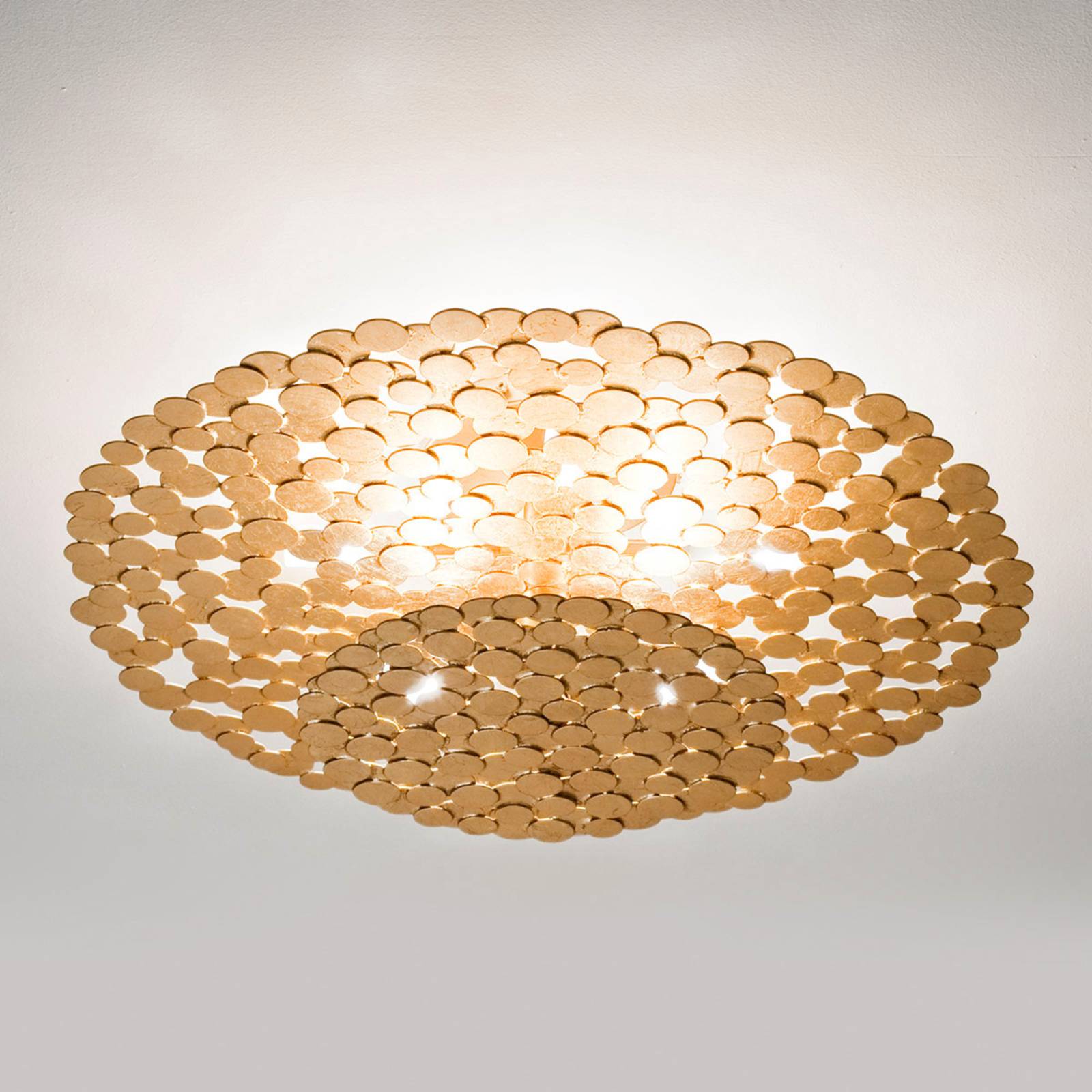 Atrakcyjna lampa sufitowa Tresor 60 cm, złota
