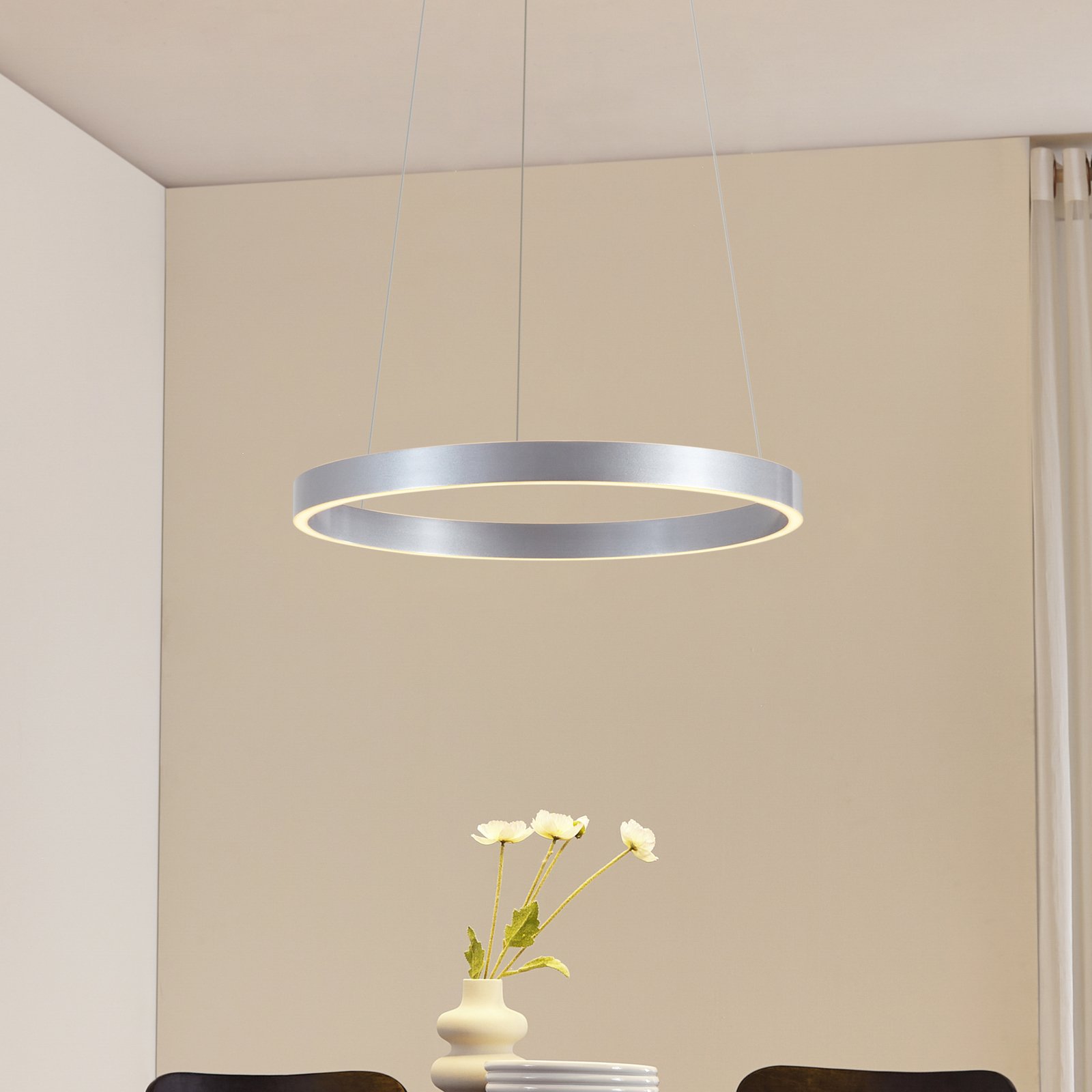 Lucande LED Pendant lamp Yonam, alu, Ø 60 cm