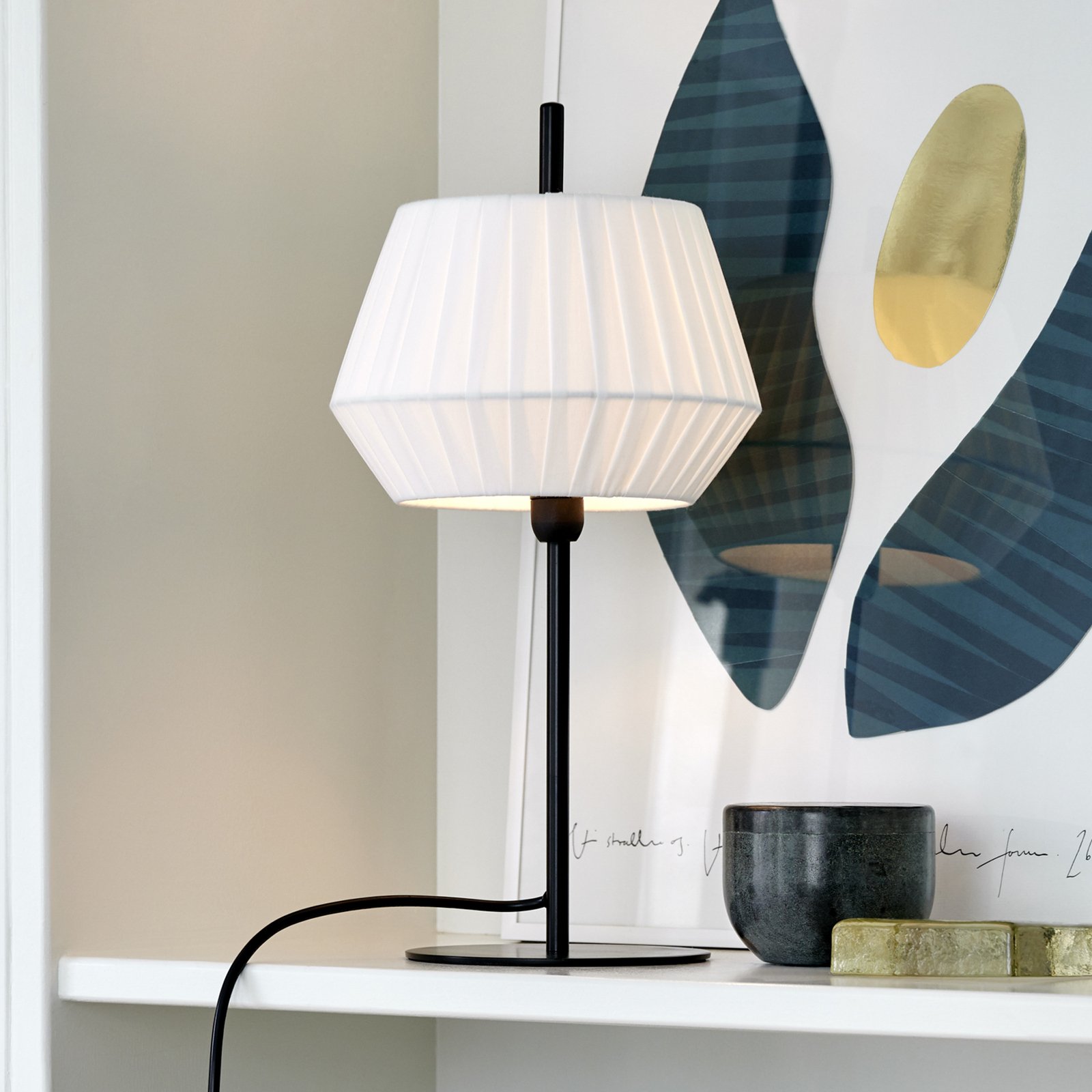 Dicte table lamp with hand-tied lampshade