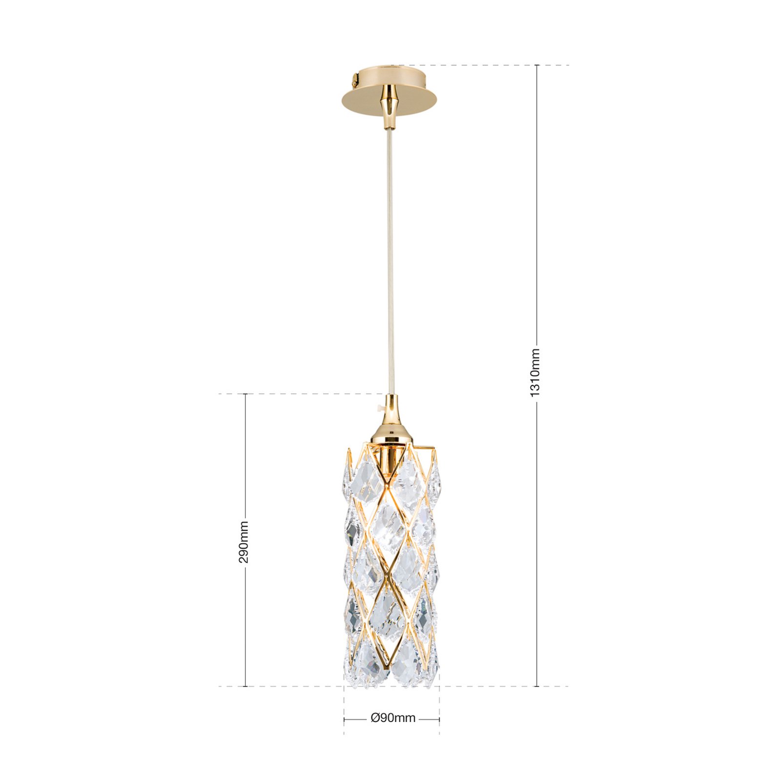 Charlene Hanging Light Gold-Plated with Crystals