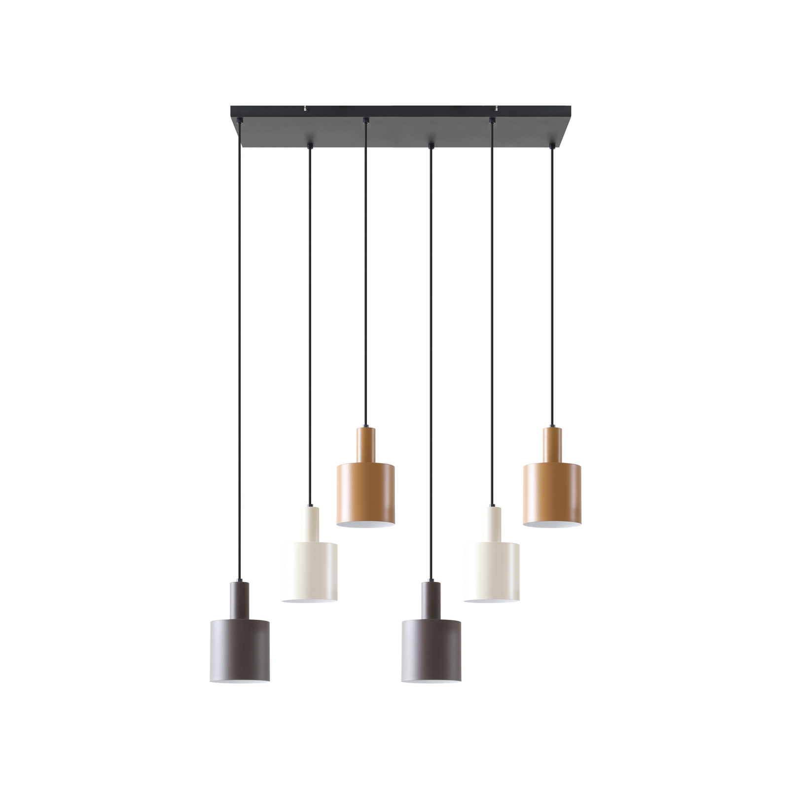 Lindby hanglamp Ovelia, zwart/bruin/beige, 6-lamps, ijzer