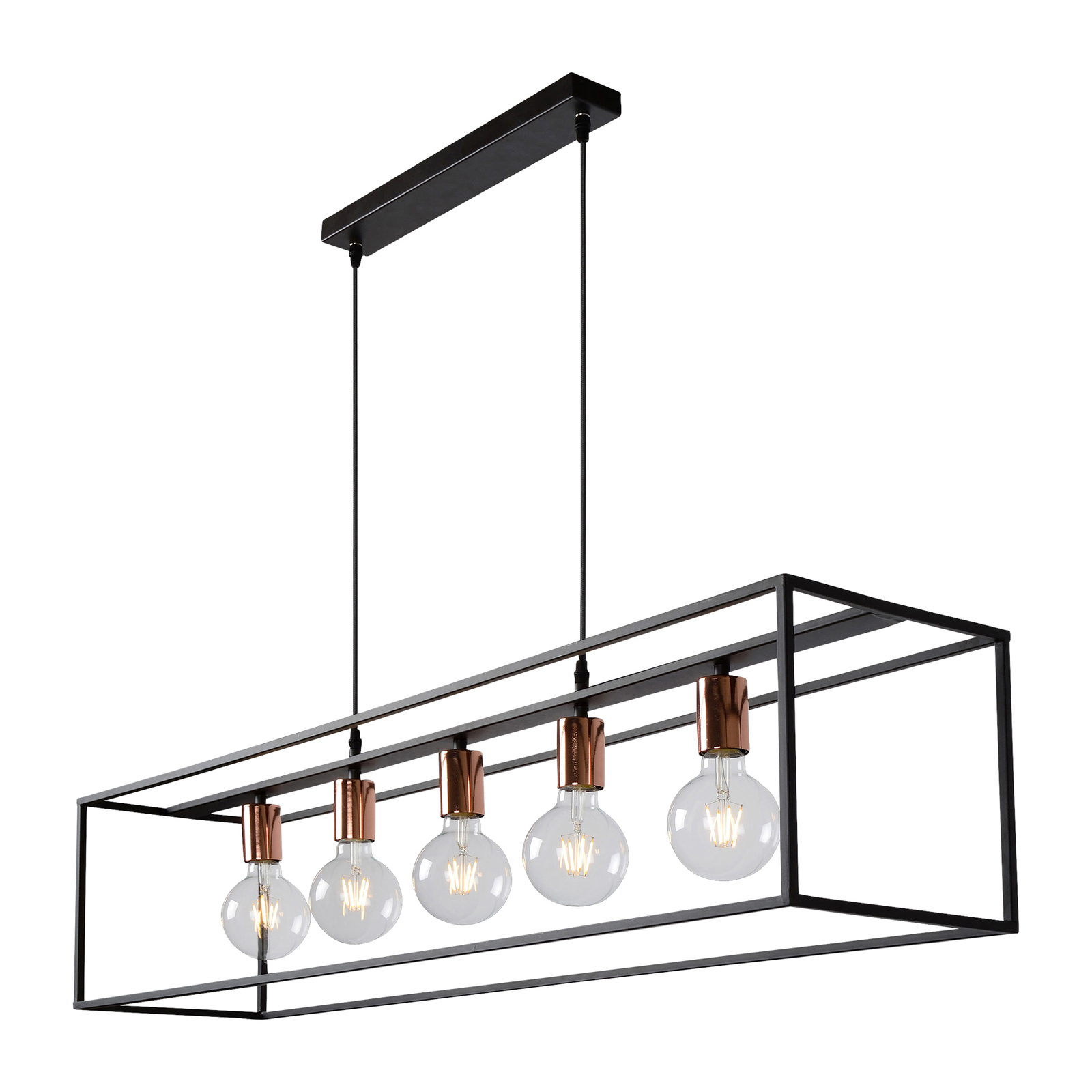 Arthur pendant light, five-bulb, black
