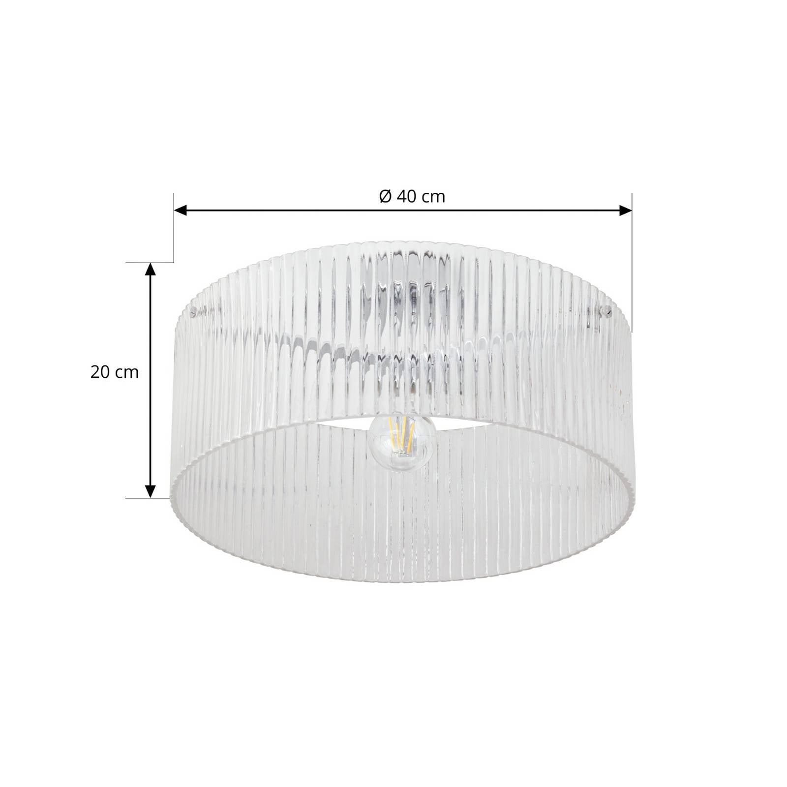 Lampa sufitowa Lucande Meritt, chrom/przezroczysta, Ø 40 cm, szkło