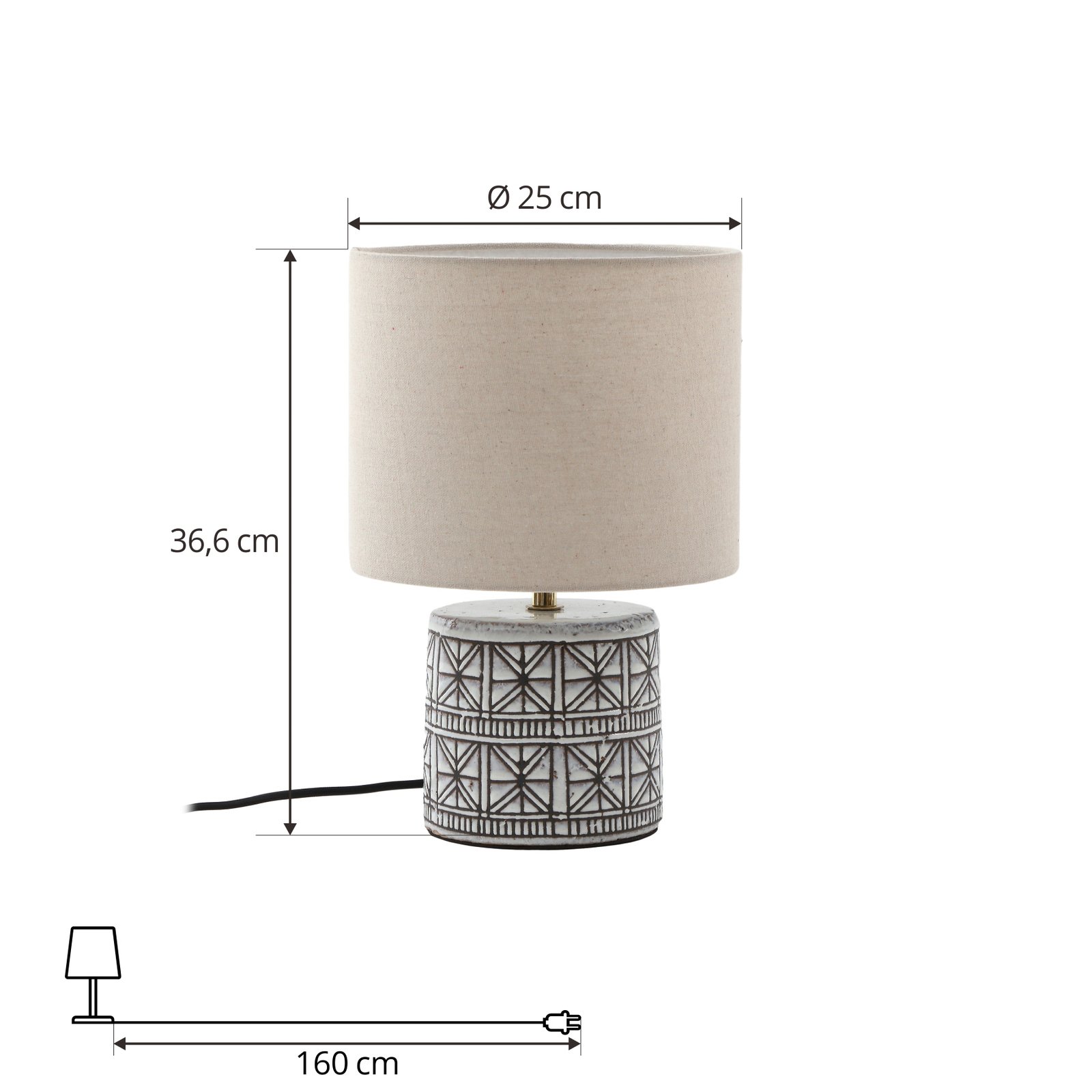 Lucande tafellamp Thalorin, hoogte 36,5 cm, keramiek