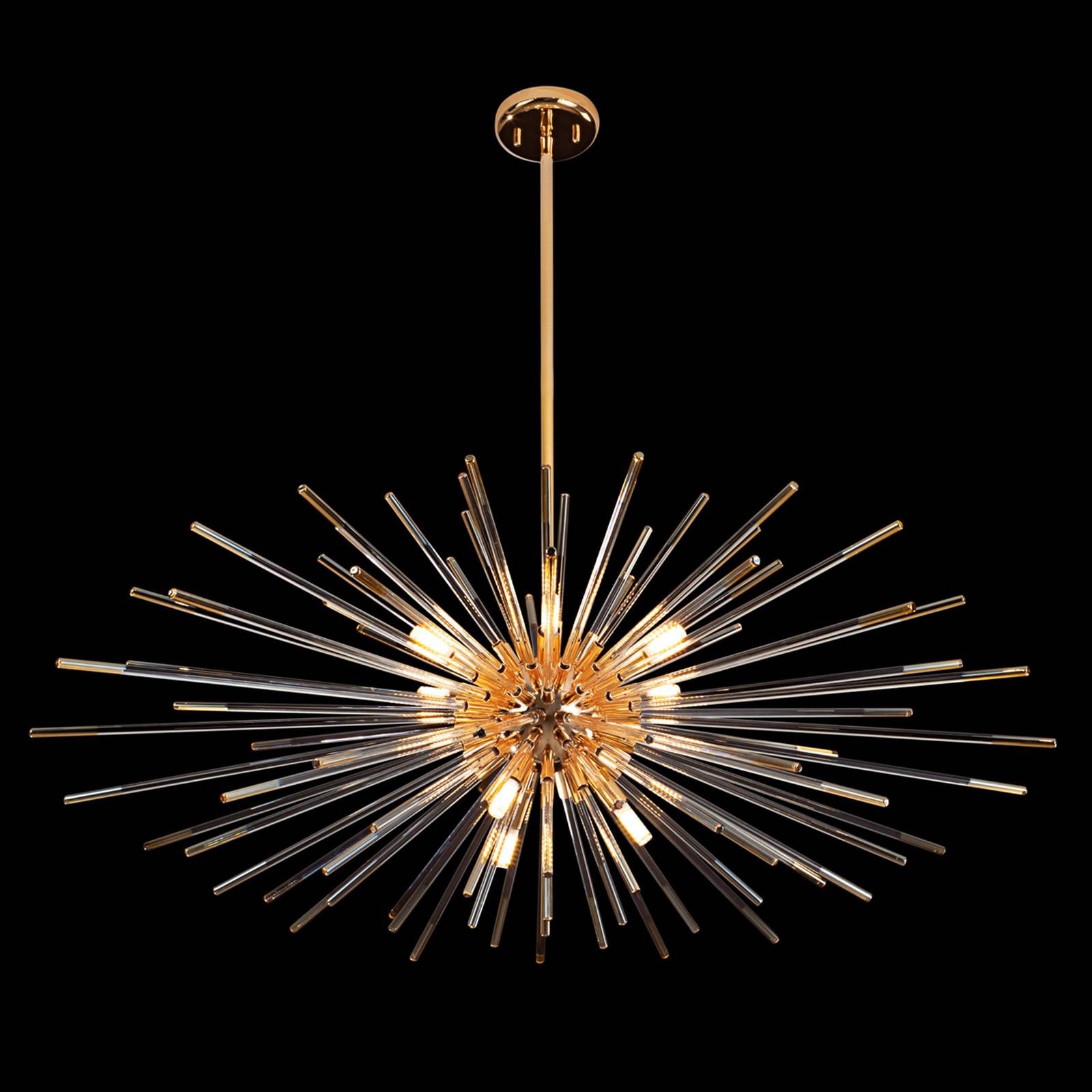 Hängeleuchte Evasion, 9-fl., gold, Metall, Glas, Ø 100cm günstig online kaufen