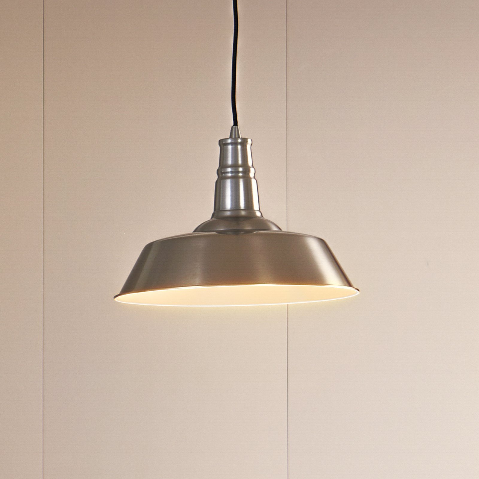 Lindby pendant light Laylan, nickel/white, Ø 36 cm, metal