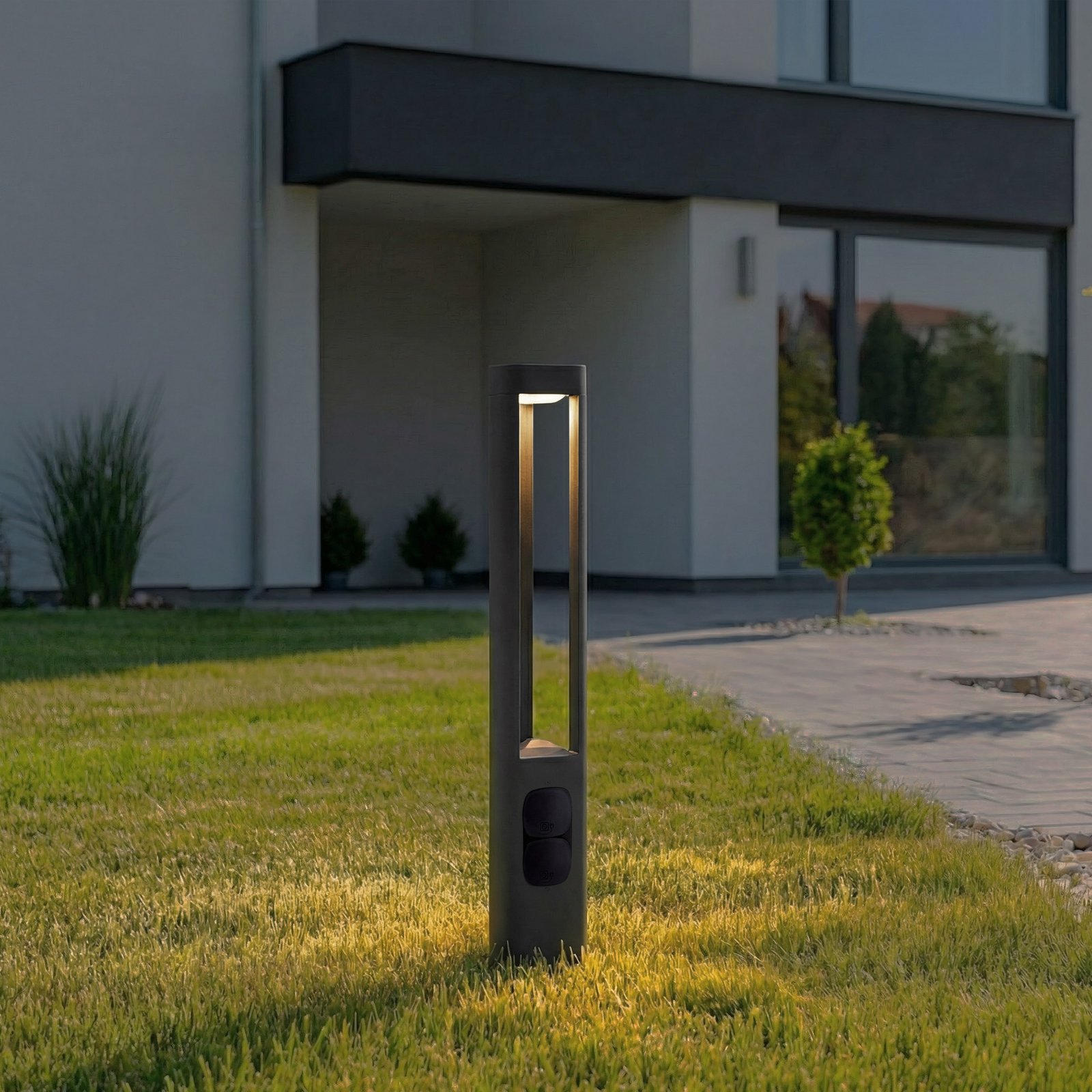 Pirron LED tuinpadverlichting, stopcontact, hoogte 80 cm, IP54 - Lucande Pirron LED tuinpadverlichting, stopcontact, hoogte 80 cm, IP54 - Lucande