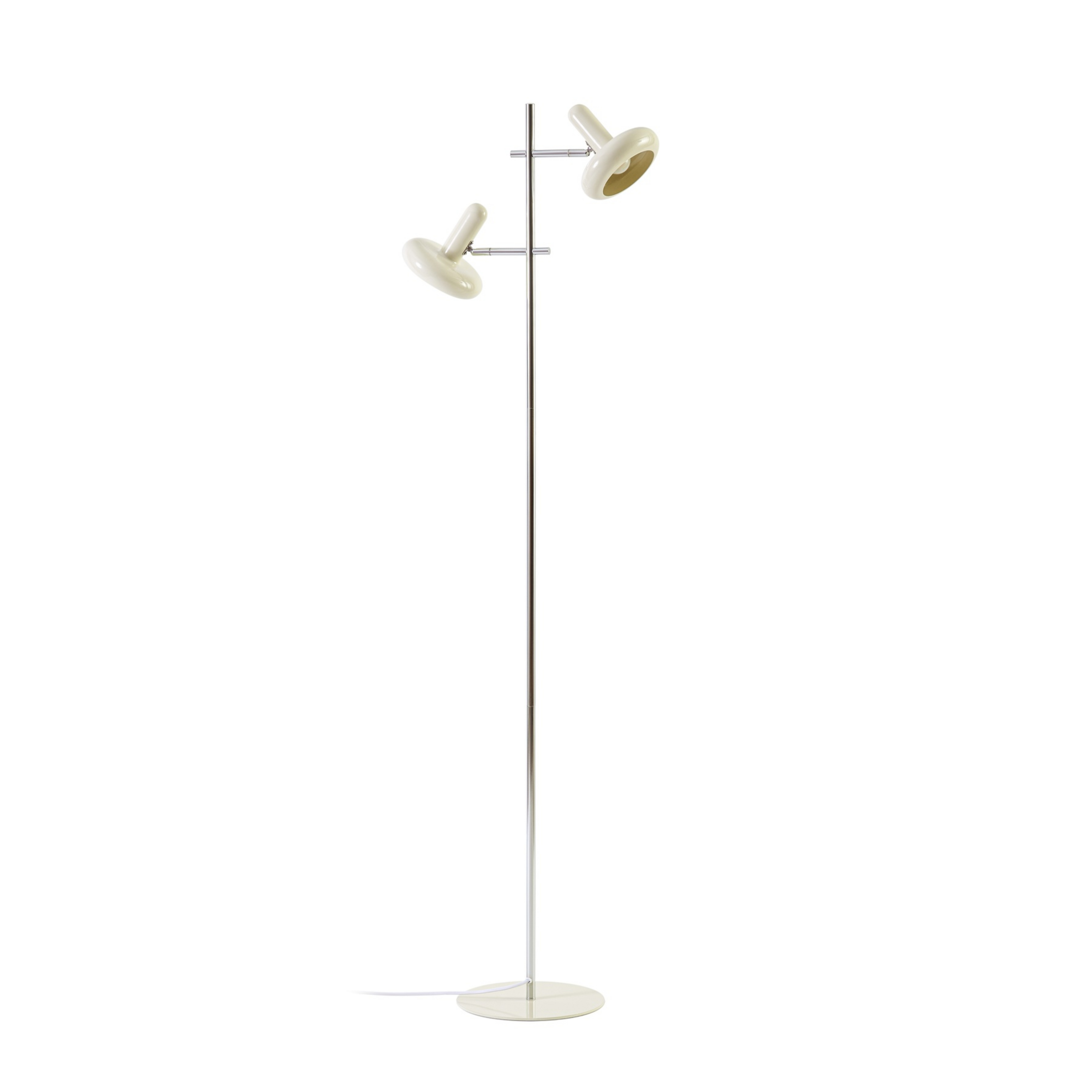 Lampe sur pied Dylan, hauteur 150 cm, chrome/beige, à 2 lampes, 2 x E14 - Lindby