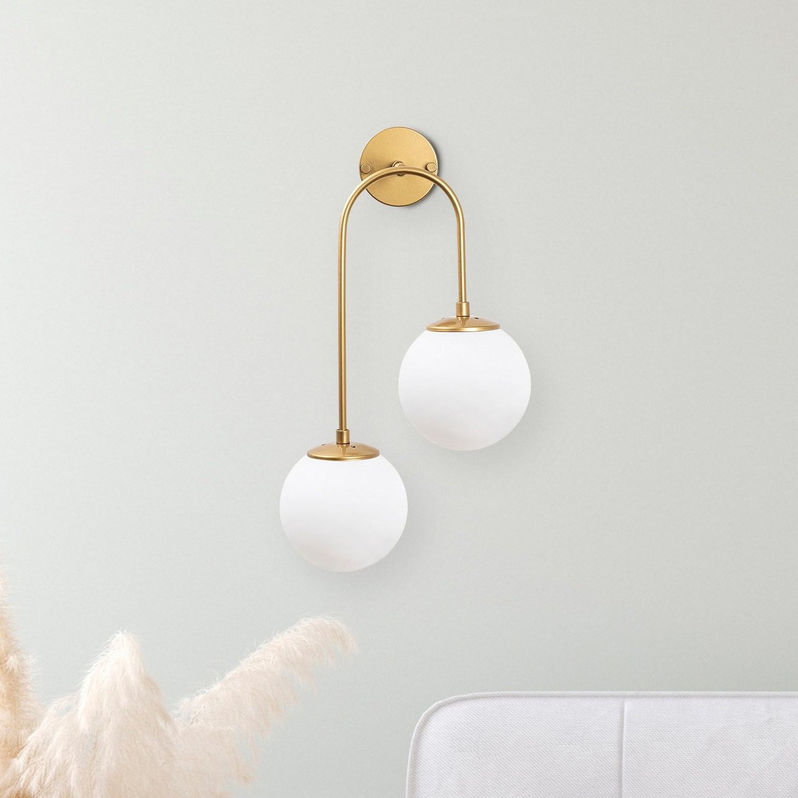 Wall lamp Jewel 10585 gold-coloured, opal glass 55 x 30 cm 2-bulb.