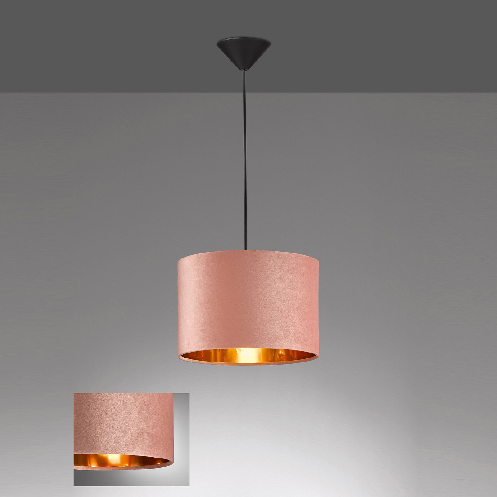 Hängeleuchte Aura mit Samtschirm, Ø 30 cm