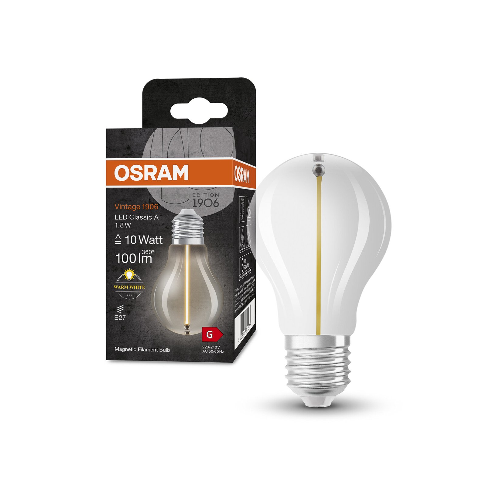 OSRAM Vintage 1906 LED-lamp E27 1.8W 827 hõõgniit
