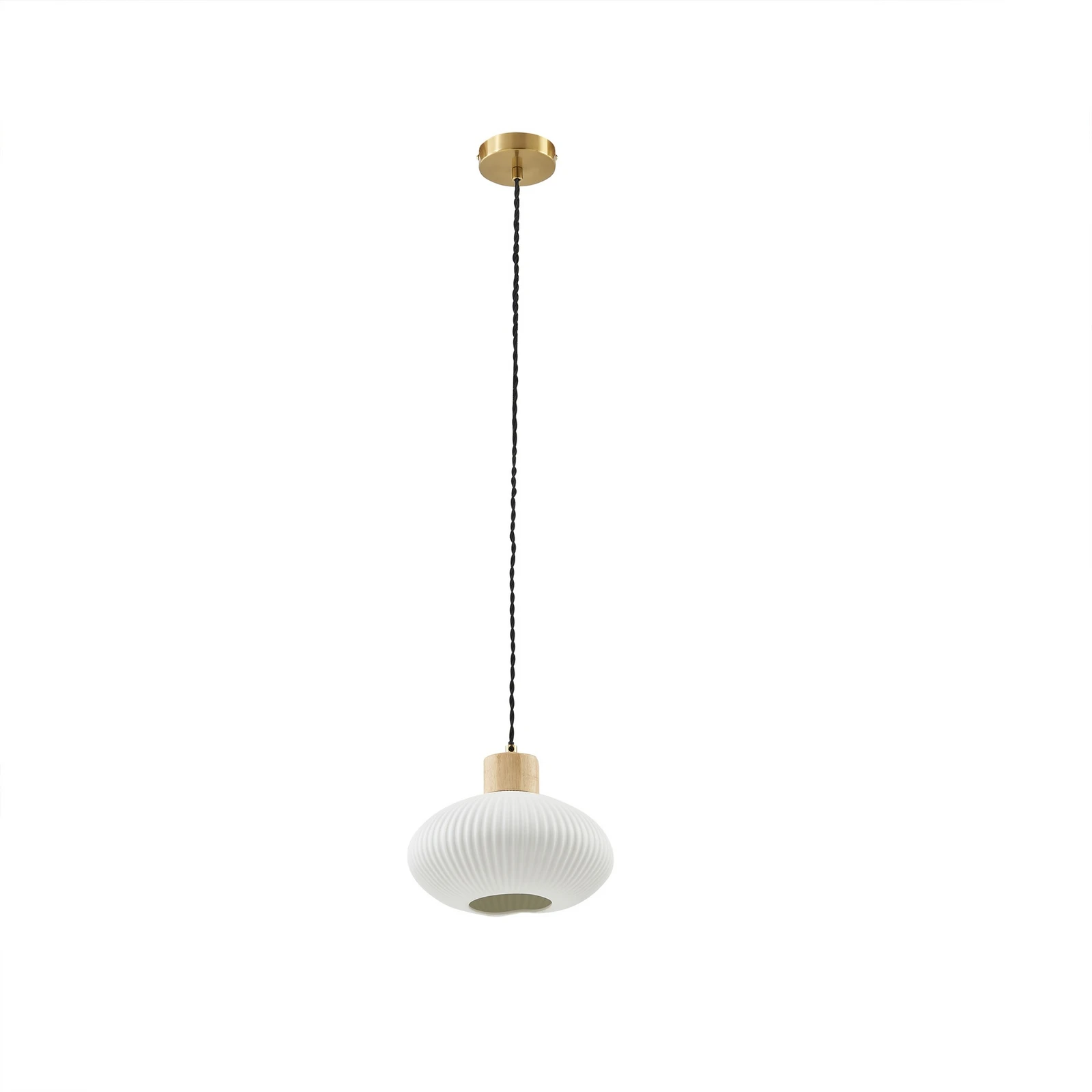 Obesna svetilka Lindby Paulie, Ø 23 cm, keramika, les, bela