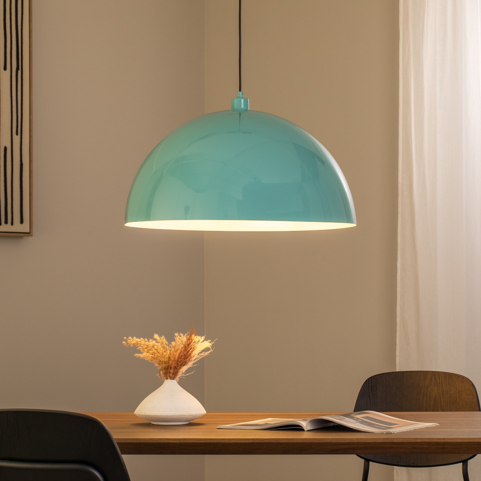 Hängeleuchte Kure, türkis, Metall, Ø 60 cm, E27 Hängeleuchte Kure, türkis, Metall, Ø 60 cm, E27