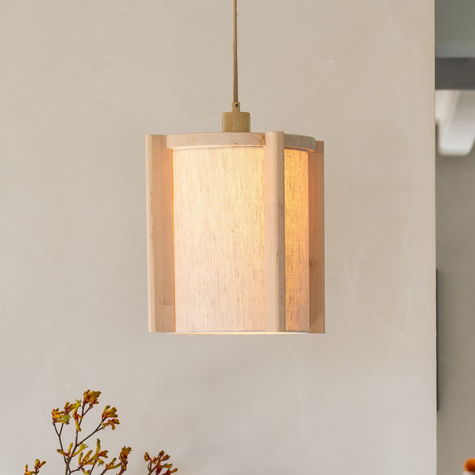 GOOD & MOJO Candeeiro suspenso Corsica, natural, madeira de amieiro, E27