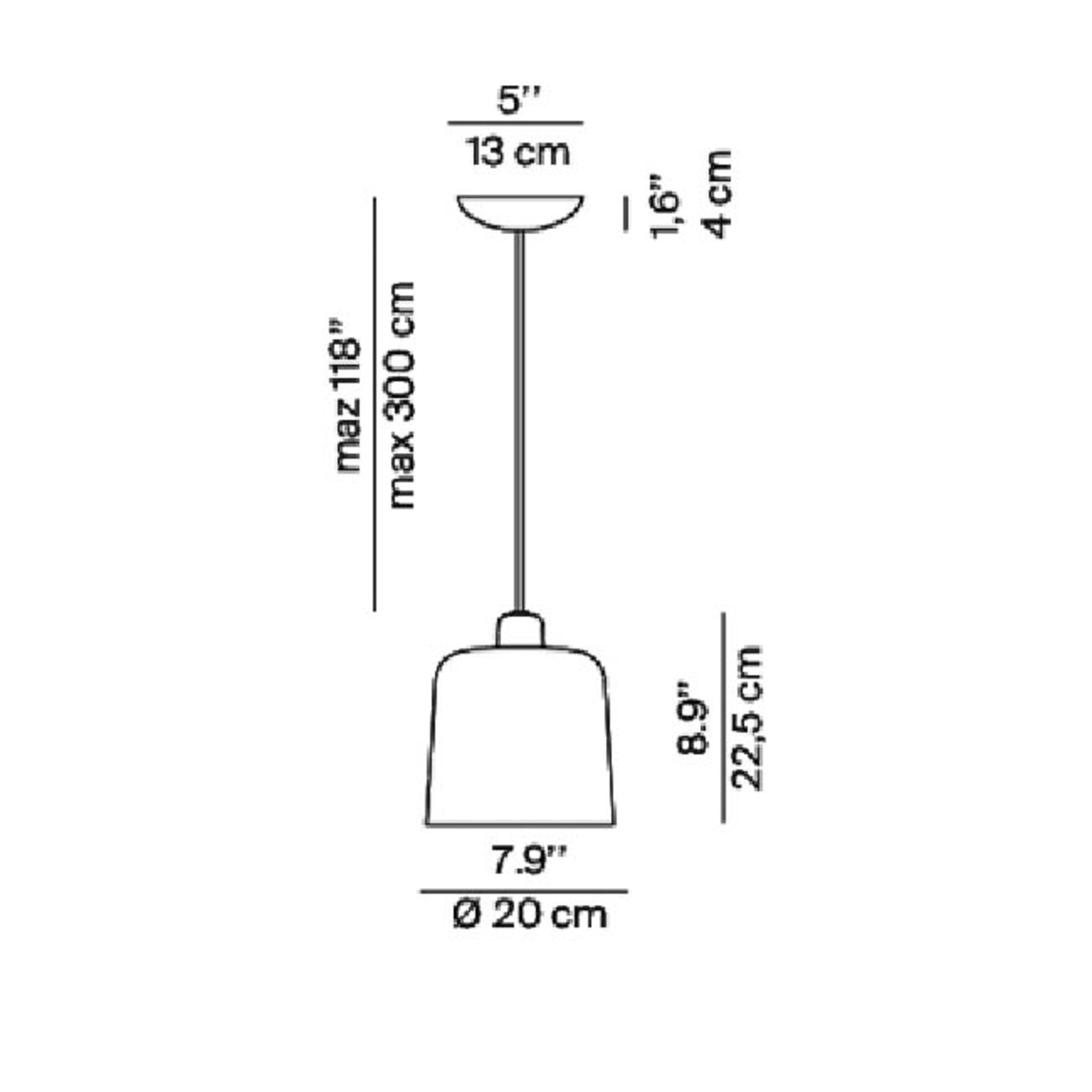 Zile Hanglamp Ø20 Matt Black - Luceplan