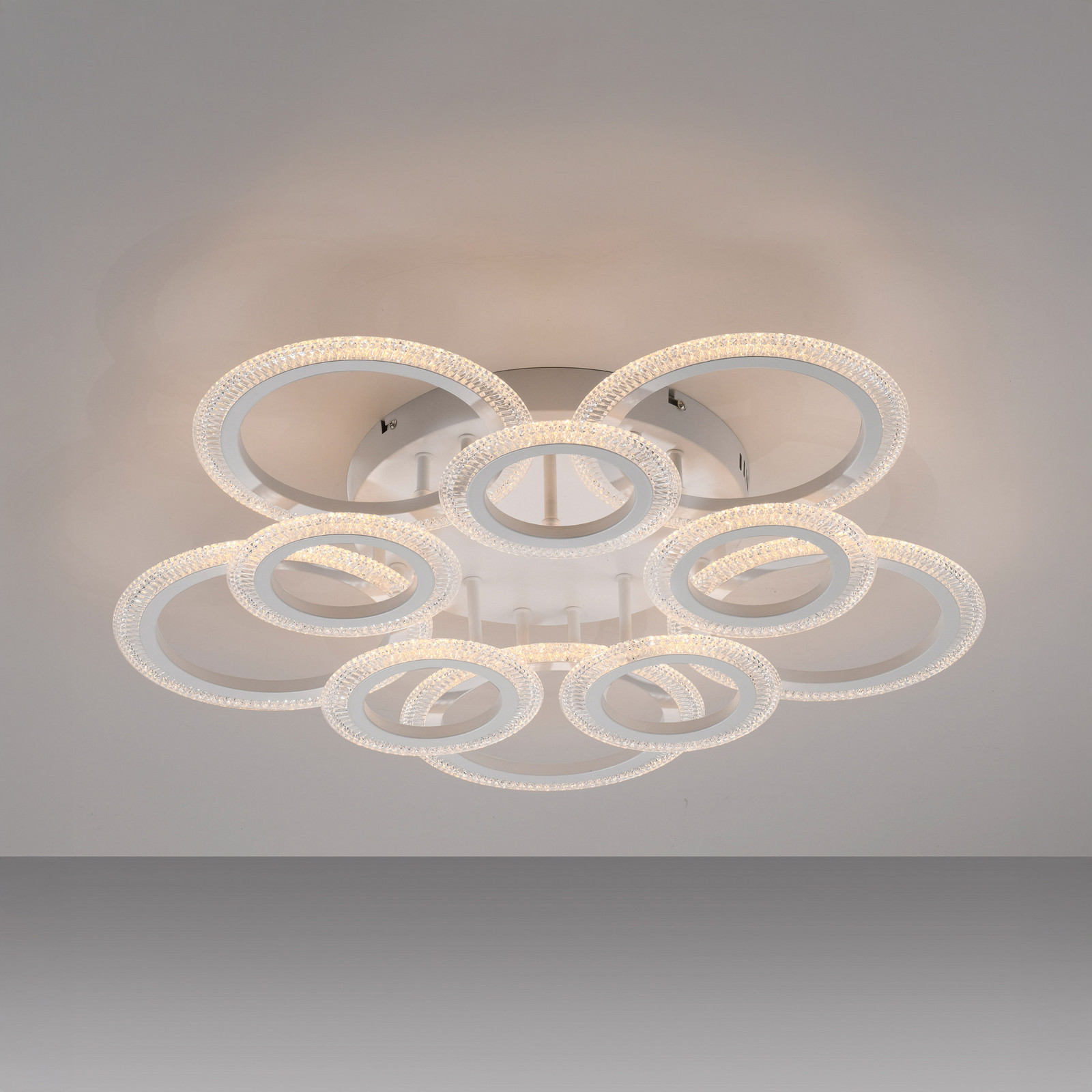 JUST LIGHT. GmbH LED таванна лампа „Crystallo“, кръгла, бяла, от желязо, 3 000 K