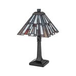 Candeeiro de mesa Inglenook, bronze/colorido, 37 cm, metal/vidro - QUOIZEL
