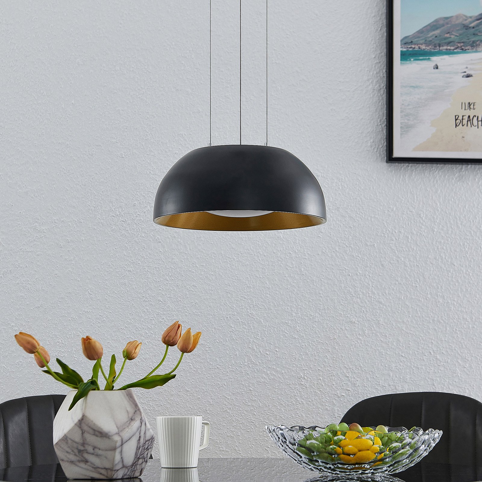 Lindby Juliven LED-Hängeleuchte, schwarz, 32 cm