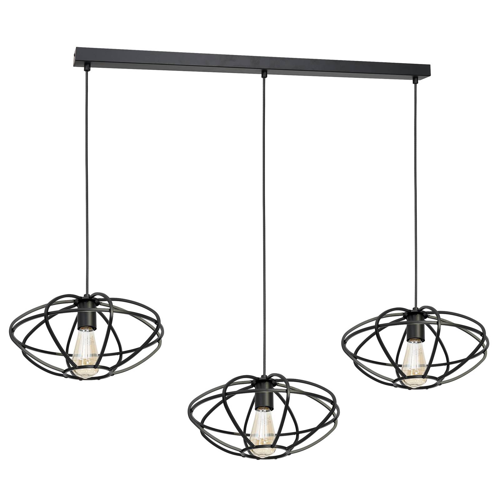 euluna suspension epali abat-jour cage, 3 lampes noire