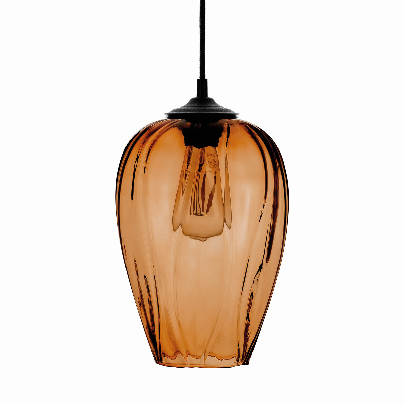 Függő lámpa Linkeus I üveg ernyő borostyán Ø 19 cm