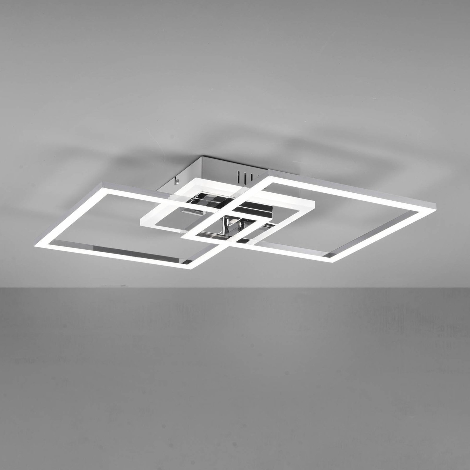 LED plafondlamp Venida, vierkant, chroom