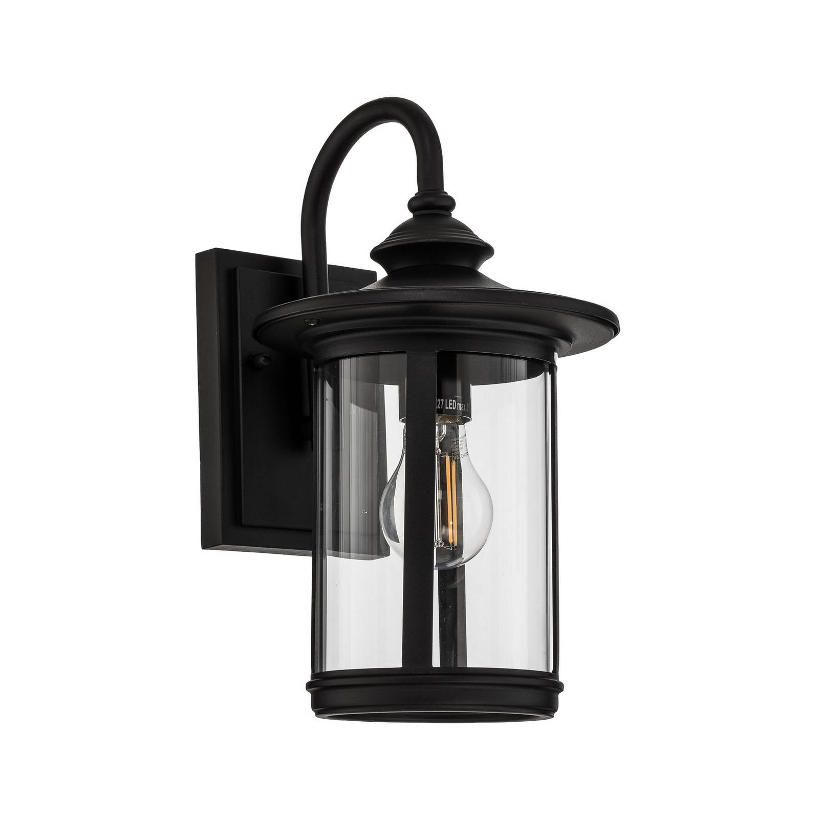 Lindby Außenwandleuchte Zayn, schwarz, Glas, Höhe 33cm, IP23