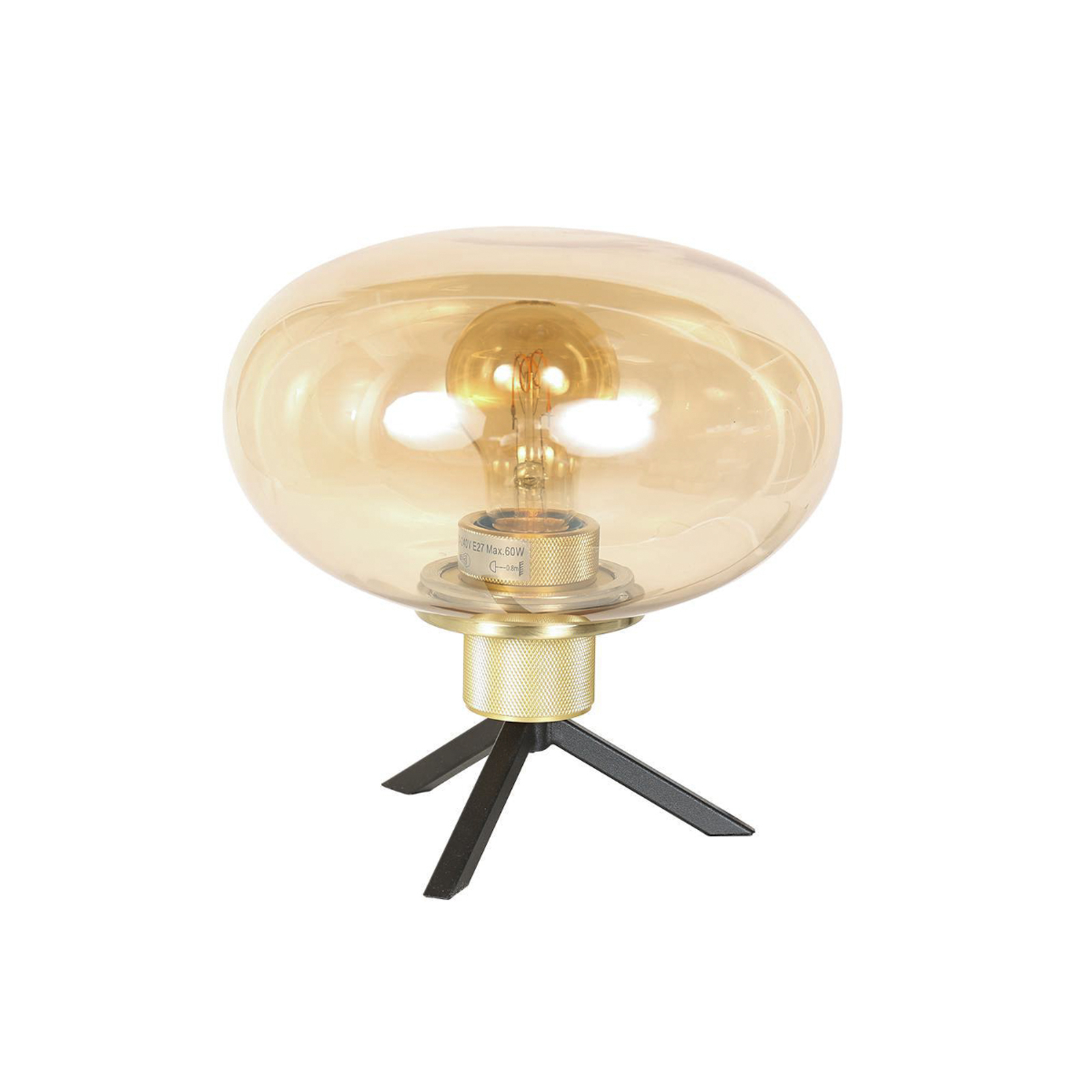 Reflexion table lamp, Ø 22 cm, brass-coloured, glass