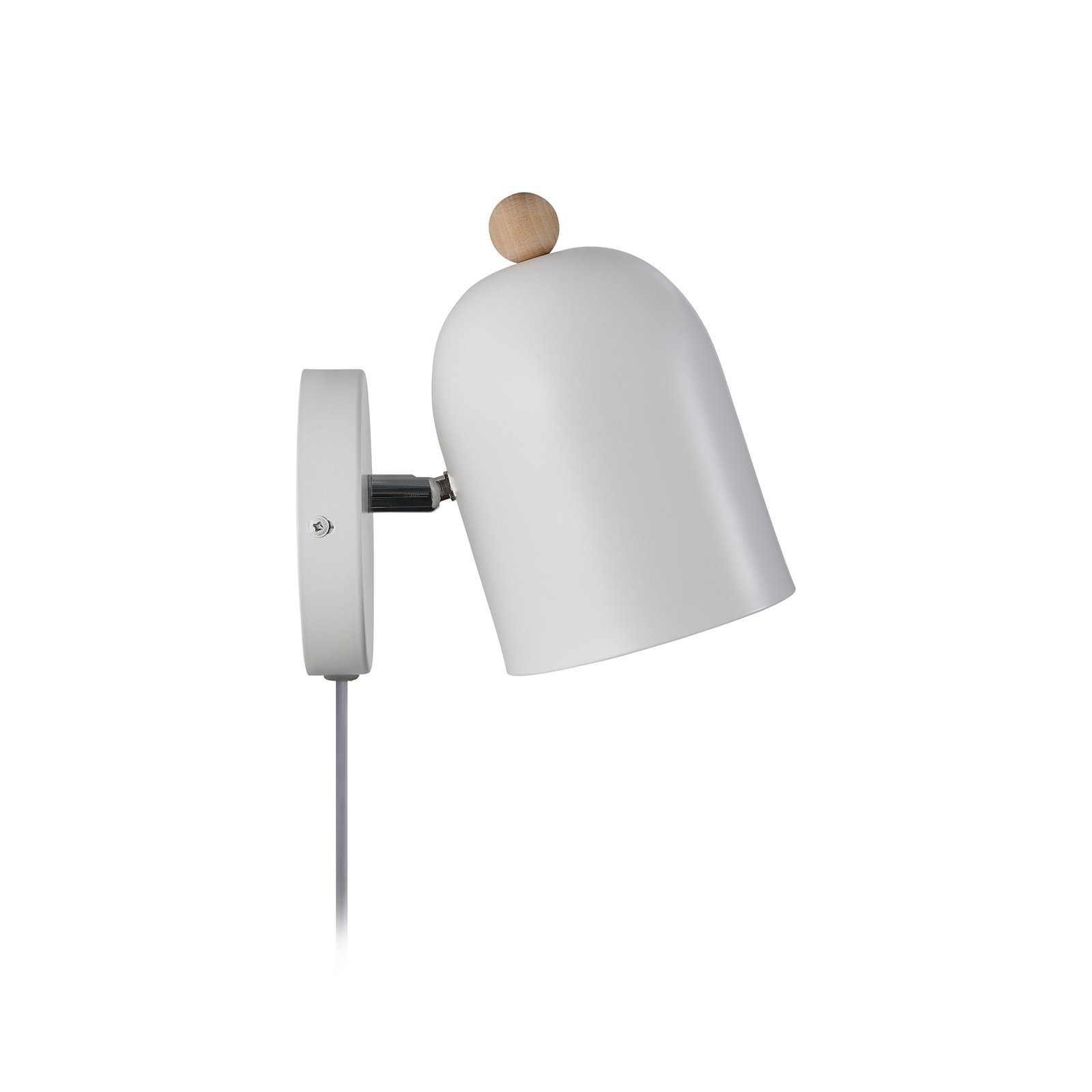 Gaston wall light with cable and plug, metal, white
