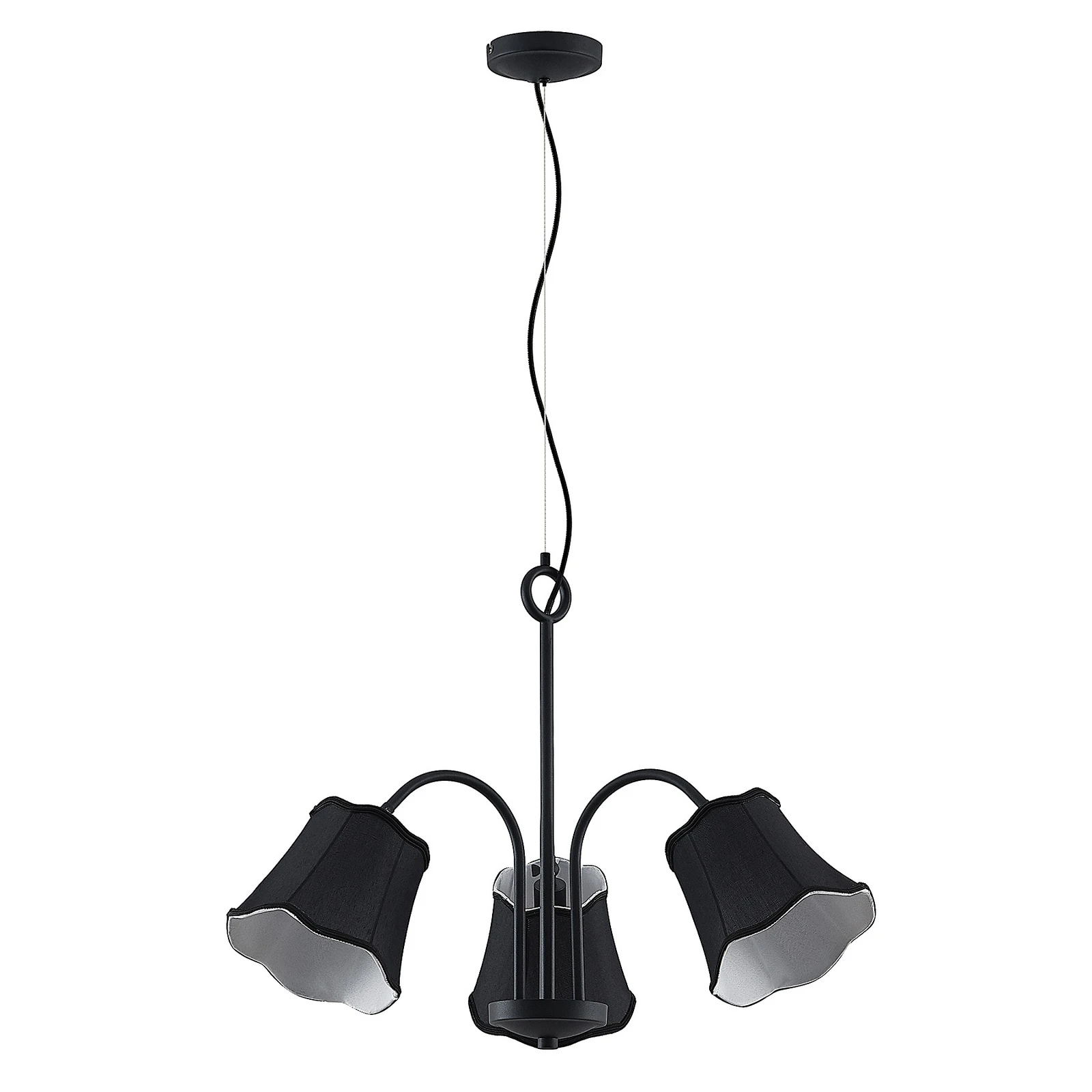 Viseća lampa Lucande Binta, tri žarulje, crna