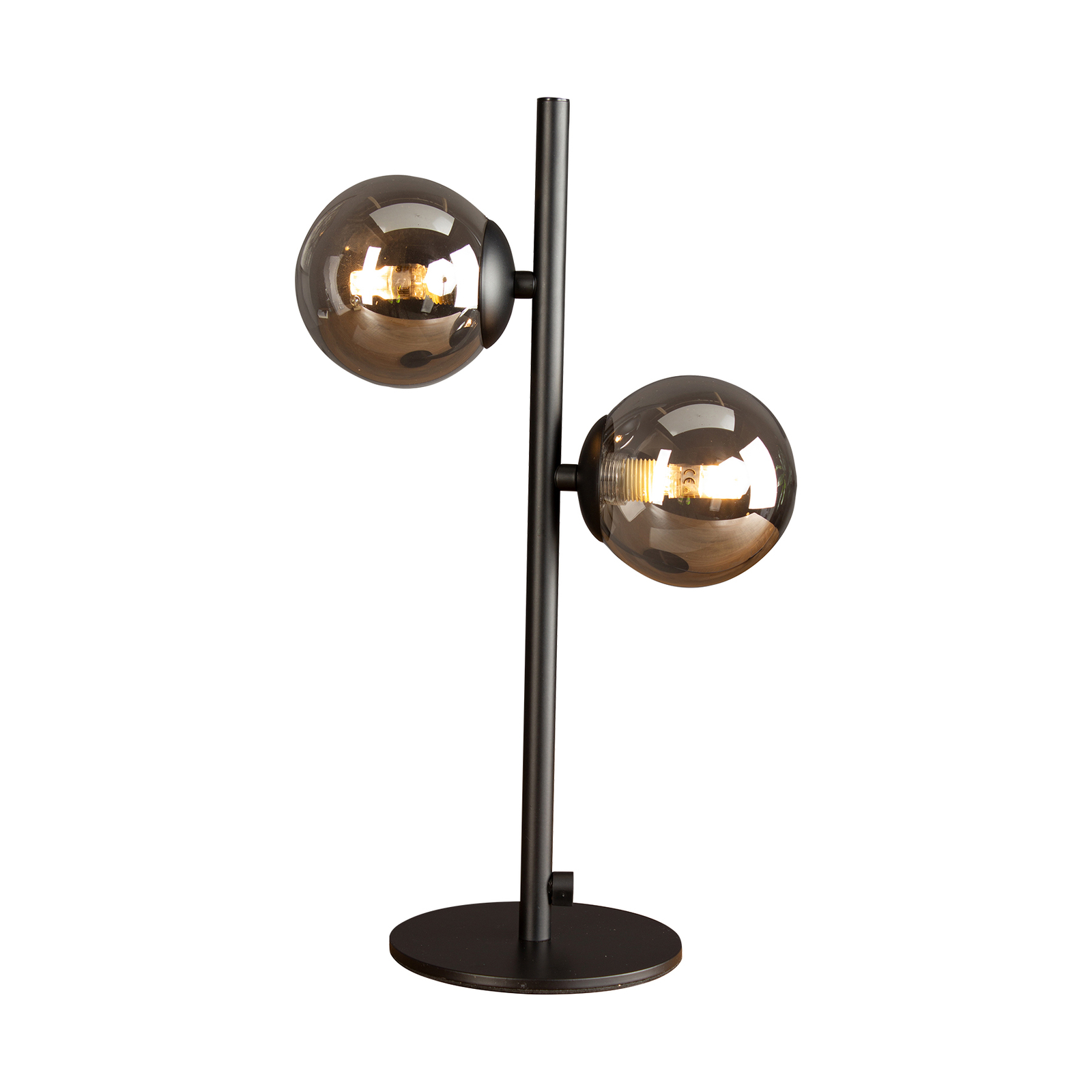 Lampe à poser Neptune noire, 2 sphères verre fumé