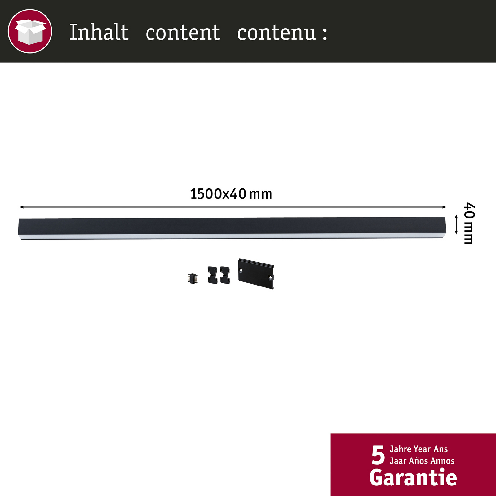 Paulmann LED gaismas sloksne Linion, melna, 150 cm, 3000 K