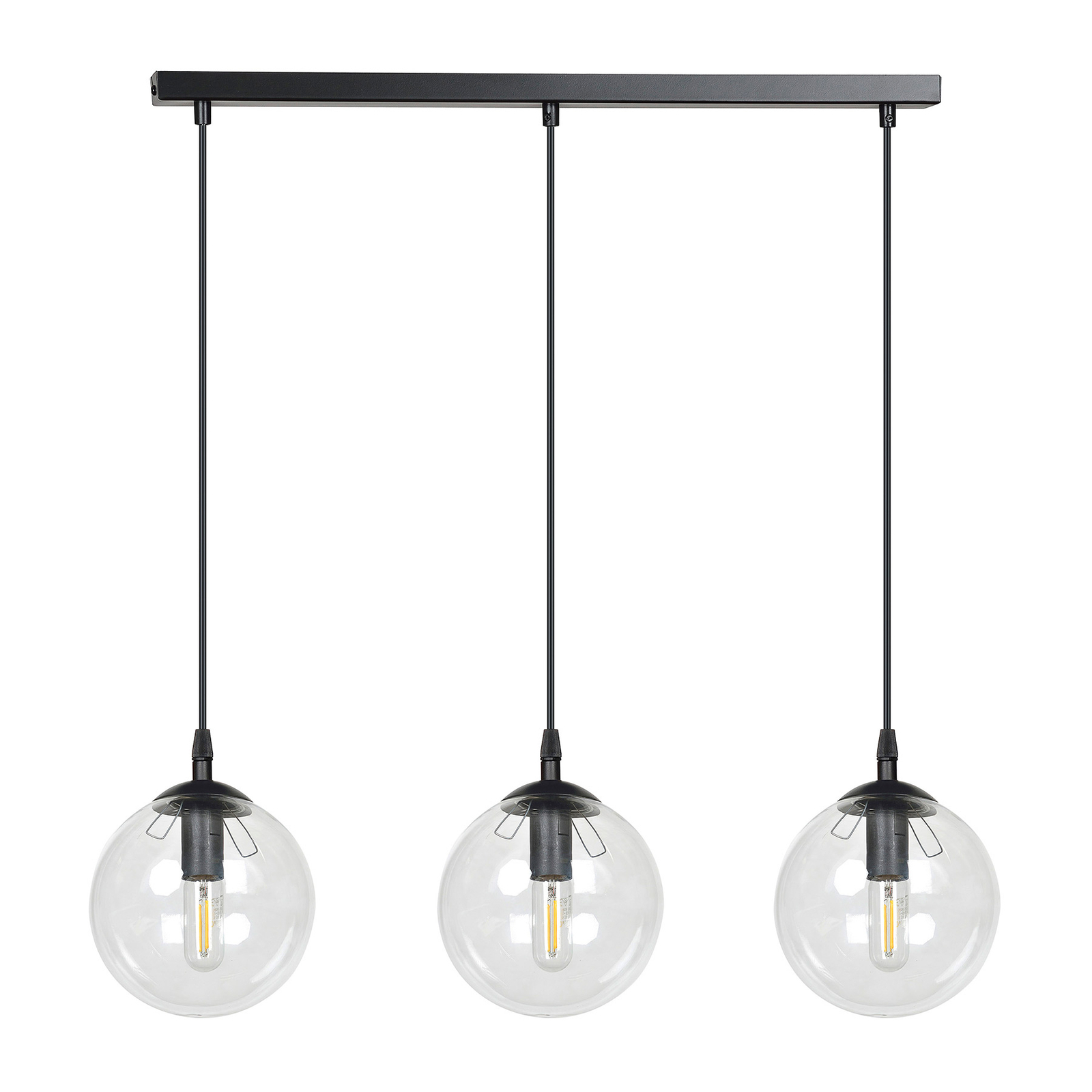 Suspension Glassy 3 lampes droite verre clair