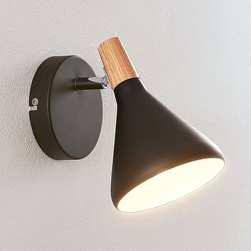 Applique a LED Arina nera con elementi in legno
