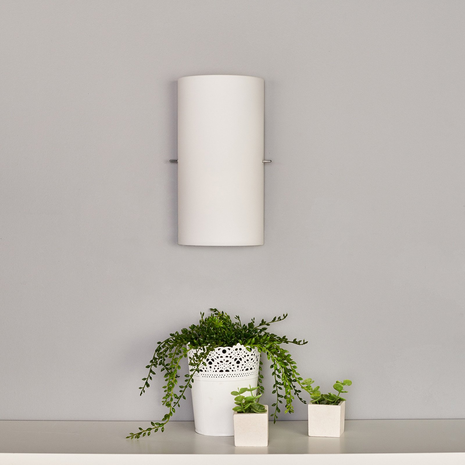 Lucande Sidra set de 2 lămpi de perete din sticlă semicirculară set de 2 - Camera de zi / sufragerie - Modern - alb