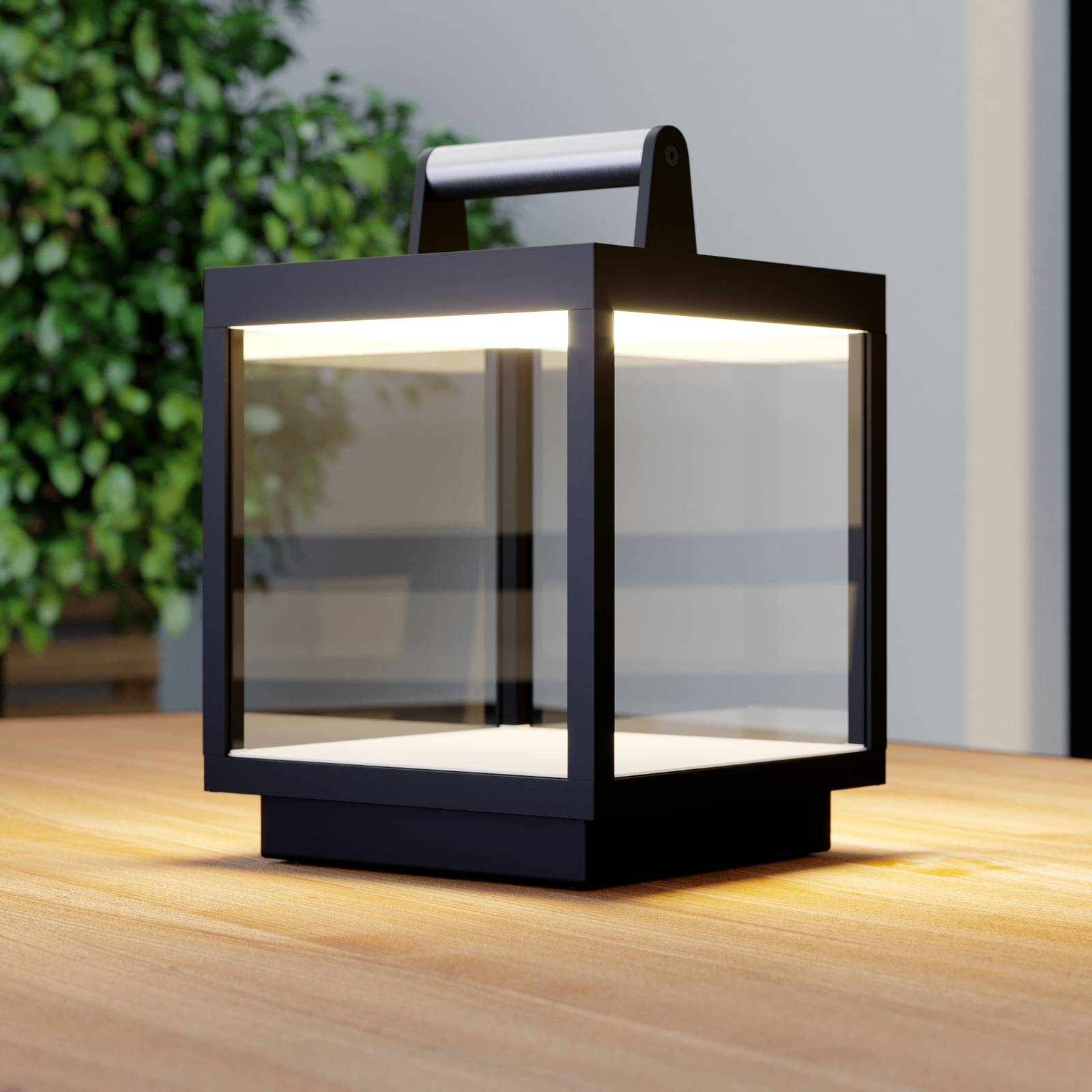 lucande lampe de table led à accu cube, aluminium, usb, ip54, intensité