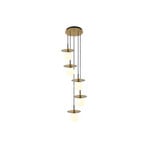 Aluminor Cascade pendant light, 5-bulb, gold