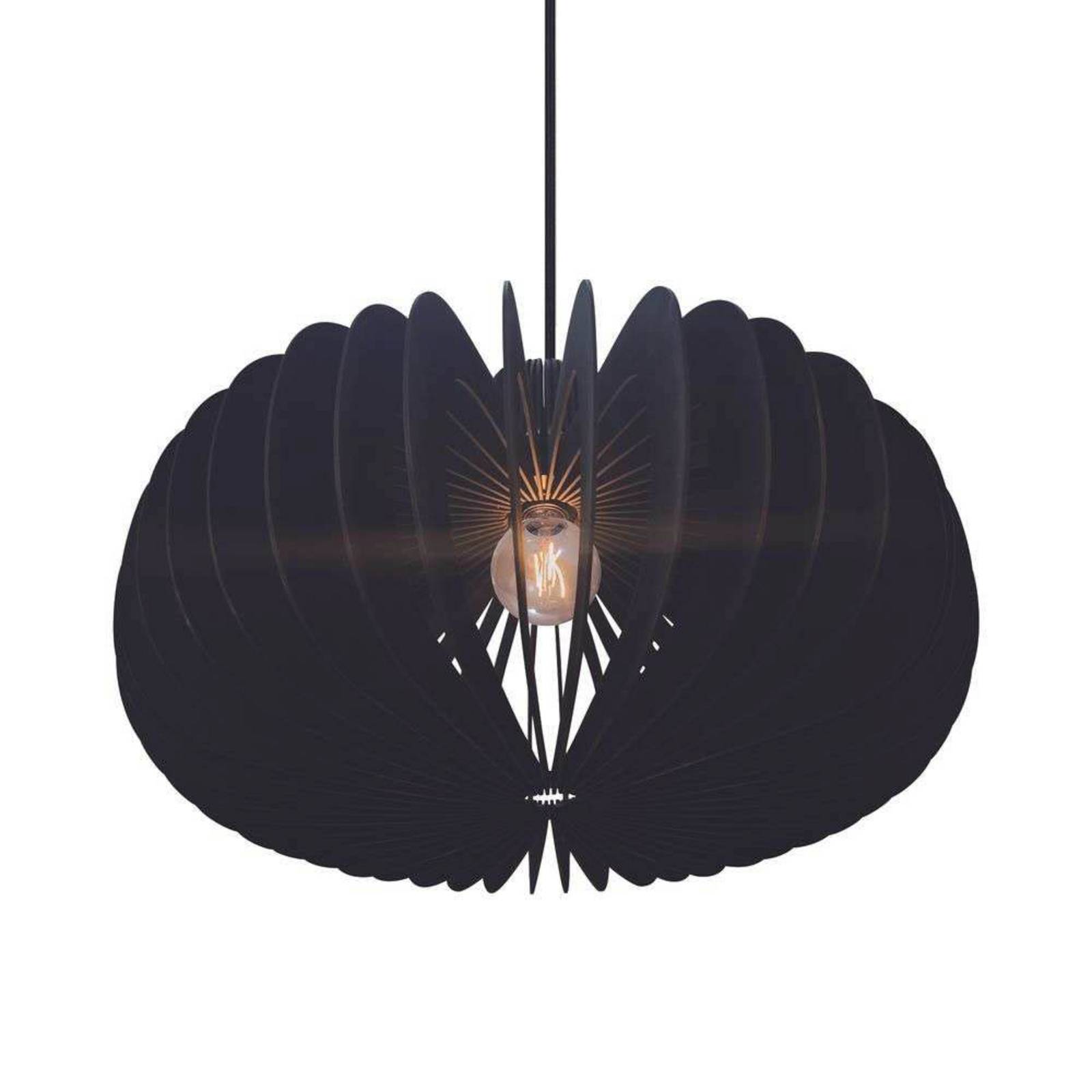 Lampa wisząca Hazo, Ø 65 cm, czarna, drewno