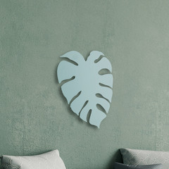 Applique Monstera, a forma di foglia, 3 x G9, acciaio, verde menta