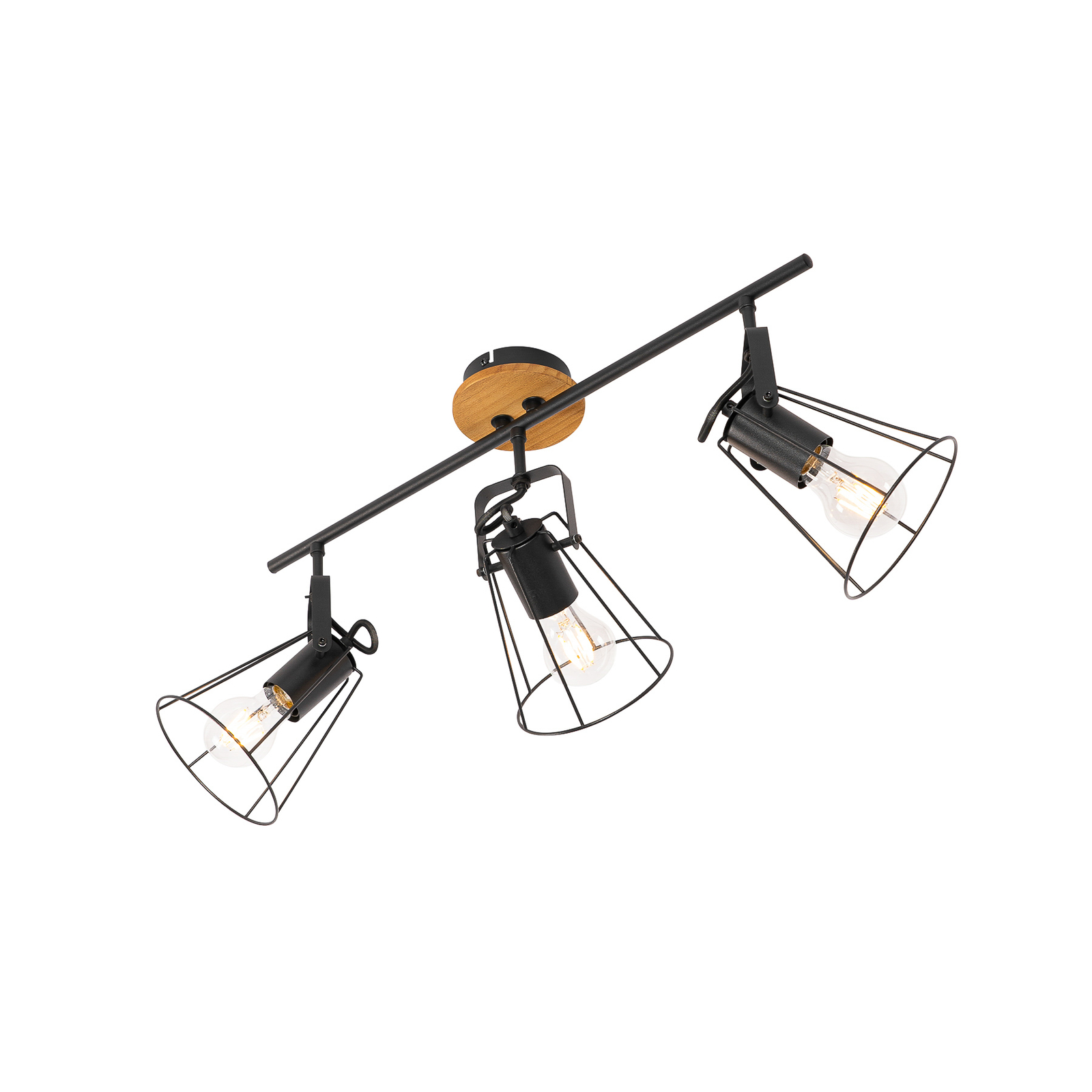 Lindby Riano spot, kooi, zwart, 3-lamps