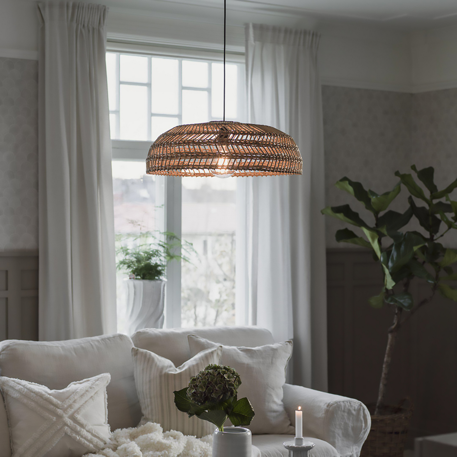 PR Home Denise hanging light, rattan, Ø 