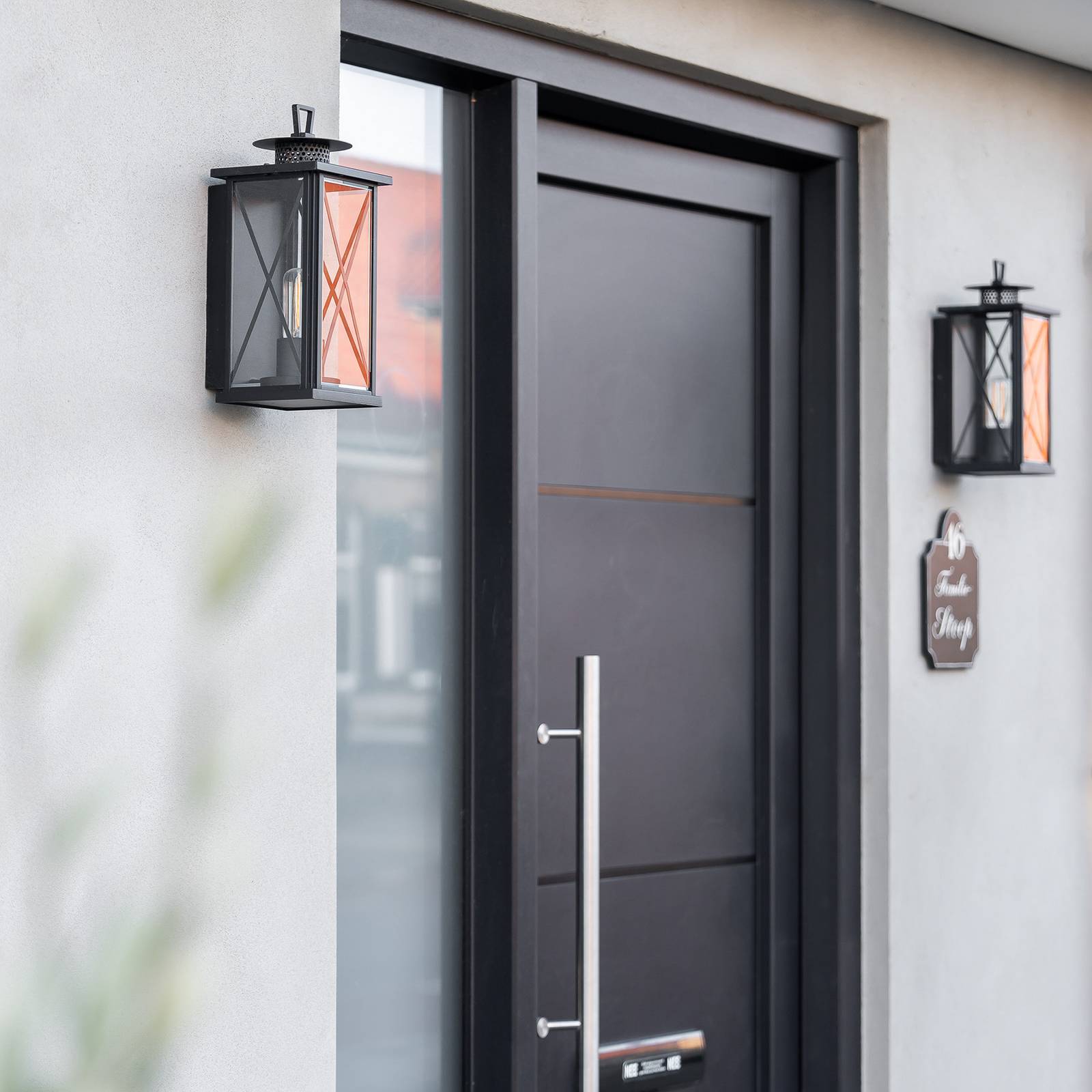 Außenwandleuchte Winchester, Laterne, schwarz/klar günstig online kaufen