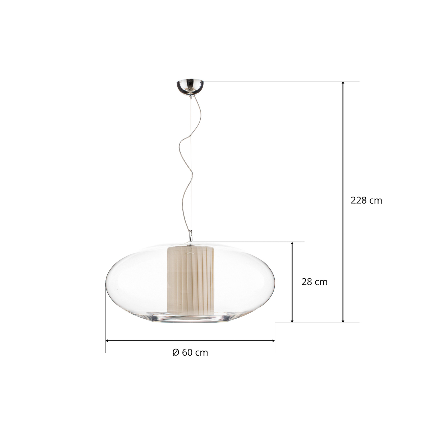 Modo Luce Ellisse hänglampa plissé Ø 60 cm beige