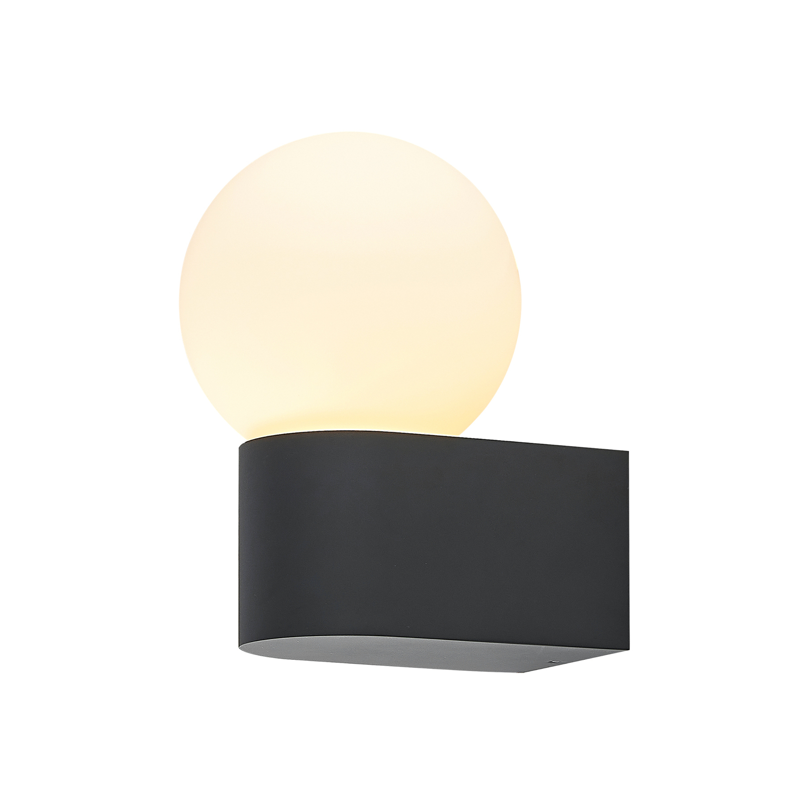 Molto Luce Lanu Ronde buitenwandlamp, zwart, aluminium/glas