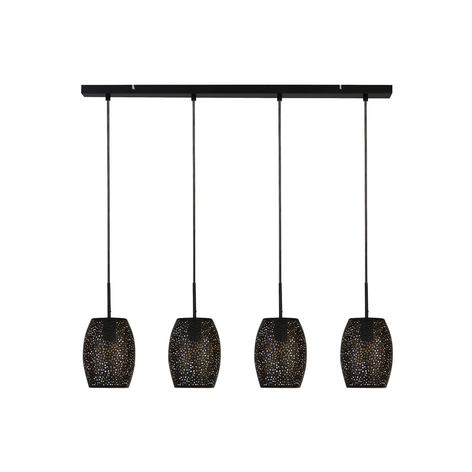 Candeeiro suspenso Laser, preto, metal, 4 lâmpadas, E27