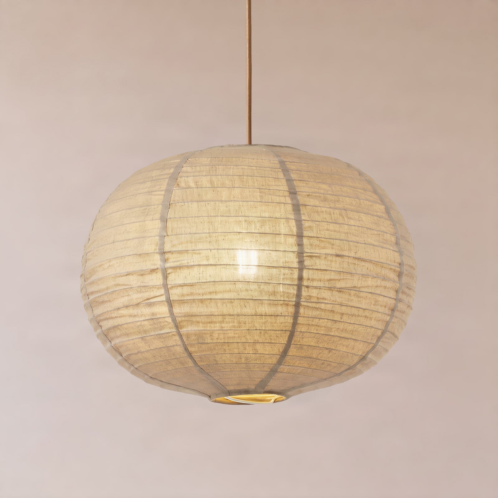 Autumn hengelampe, taupe, Ø 40 cm, lin, kuleformet – Lindby - Stue - Skandinavisk - Stoff / Tekstil