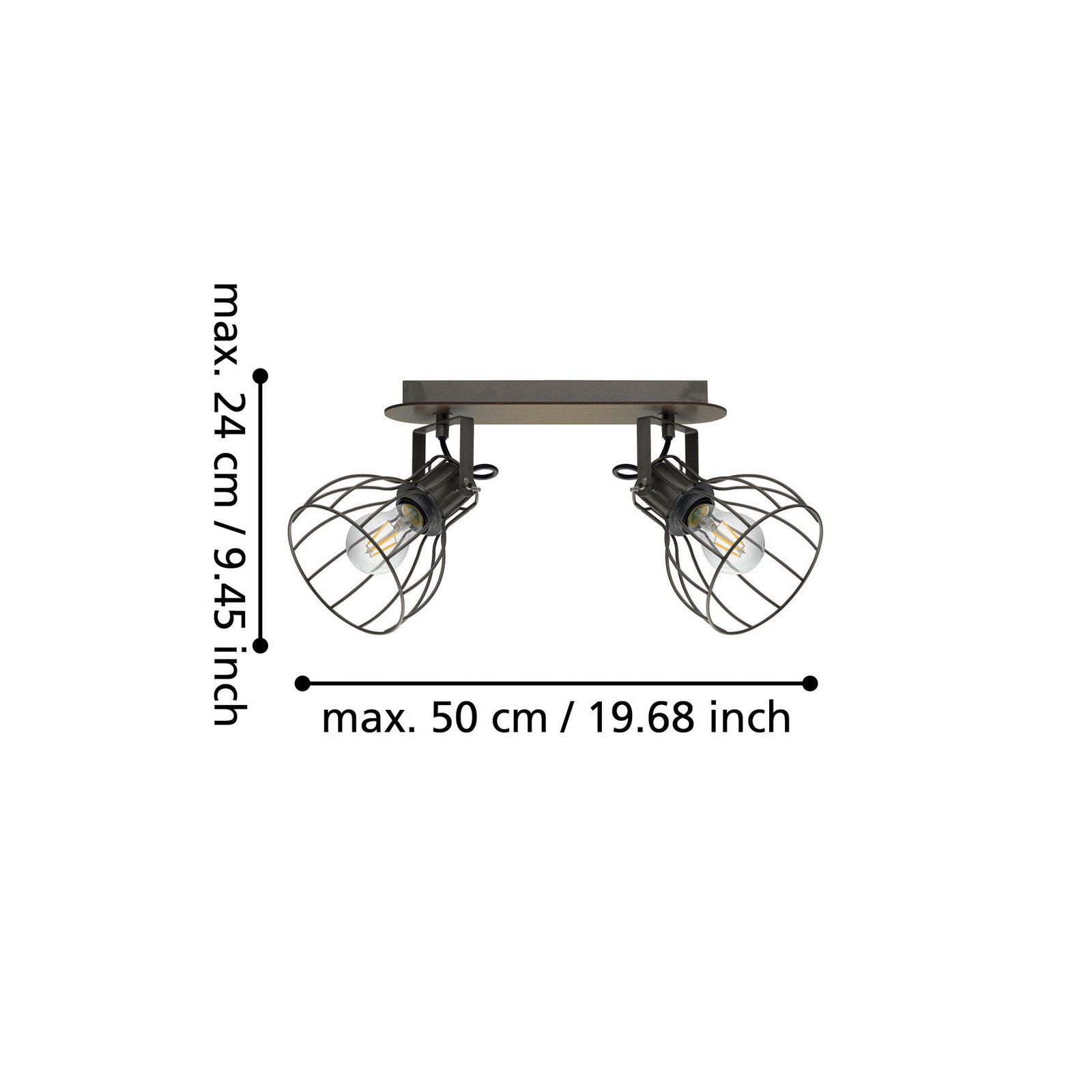 Lampa sufitowa Sambatello, 2-pkt., brązowa/srebrna